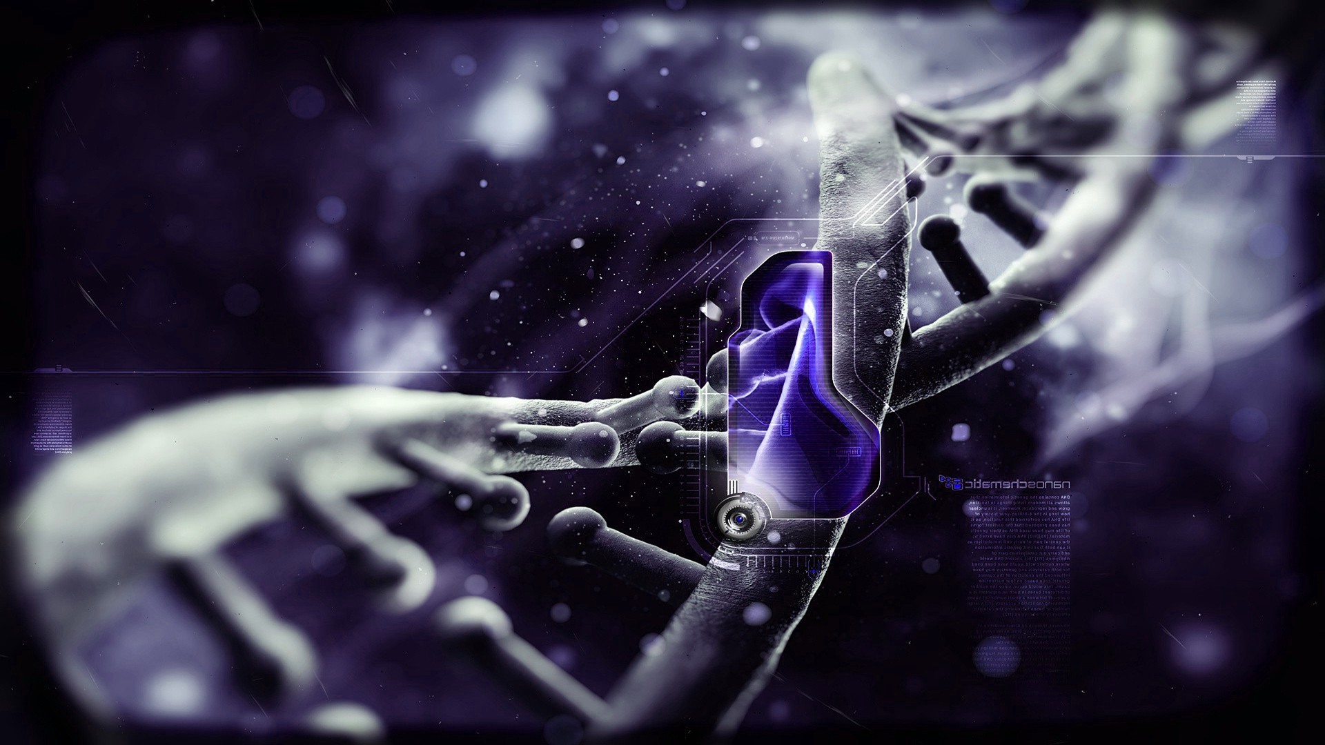 DNA strand with digital interface HD Wallpaper