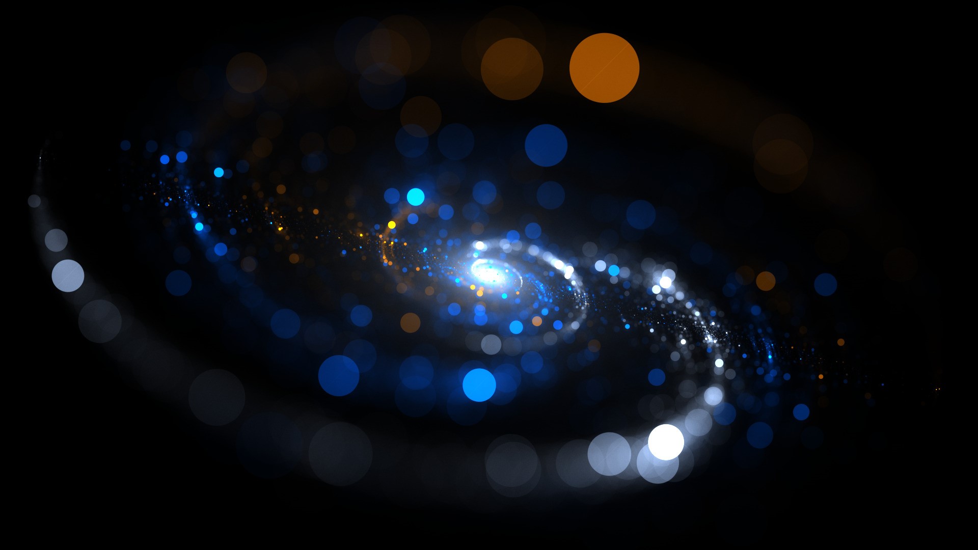 Blue and orange fractal galaxy with bokeh HD Wallpaper