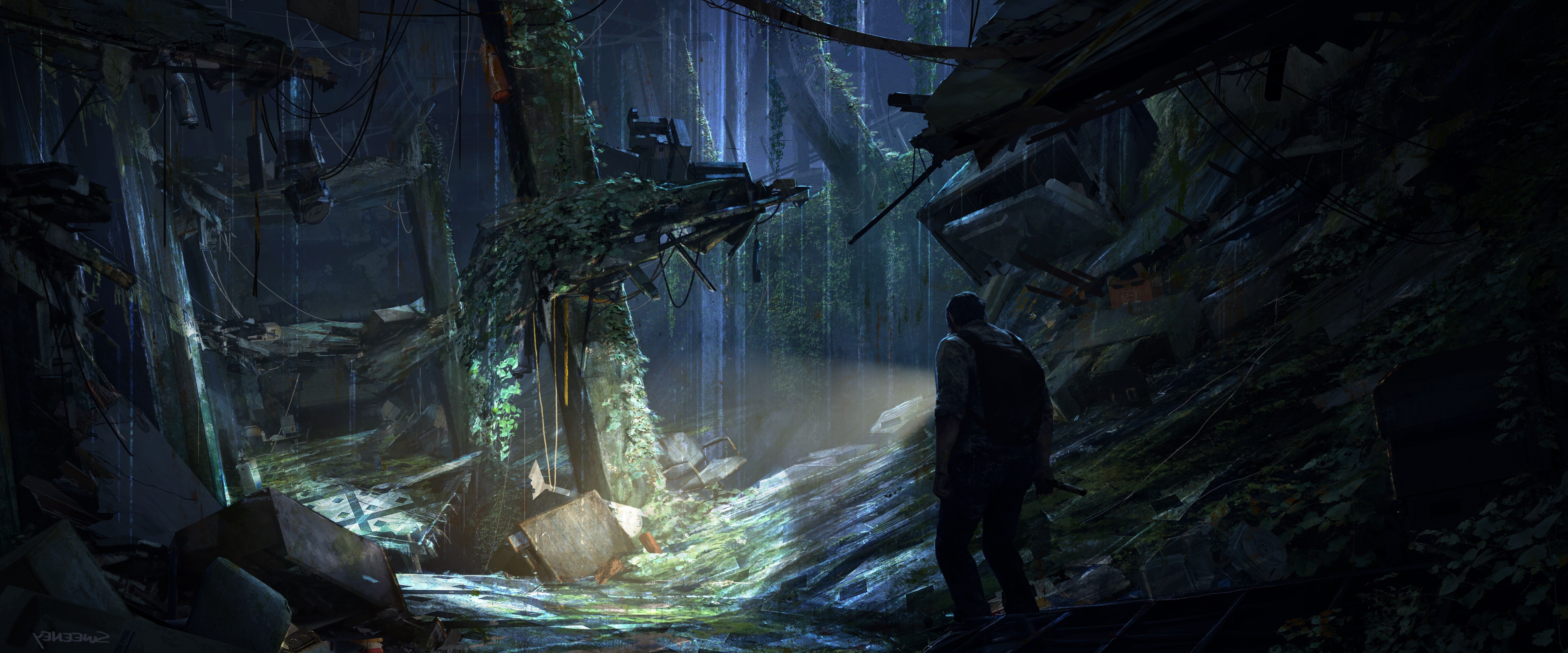 The Last of Us concept art of a man in ruins HD Wallpaper
