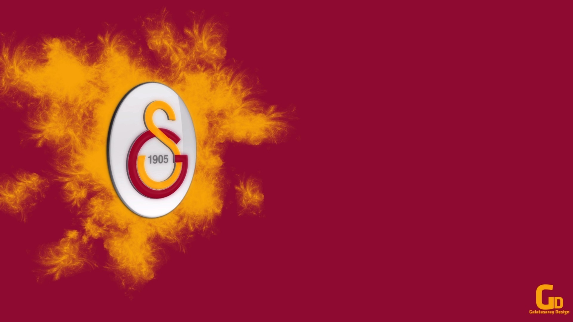 Galatasaray SK logo with fiery effect HD Wallpaper