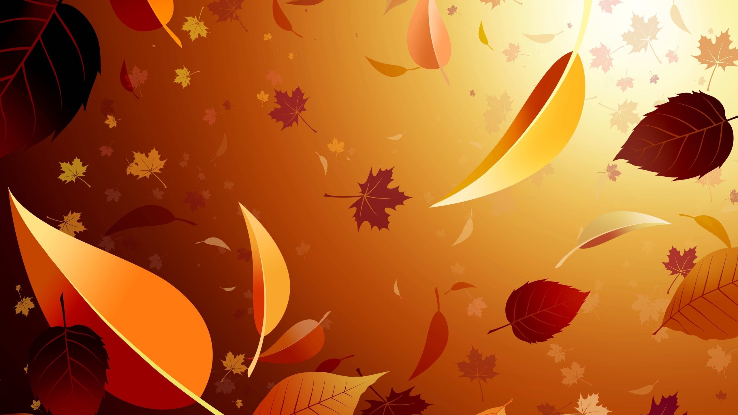 Digital art of falling autumn leaves HD Wallpaper
