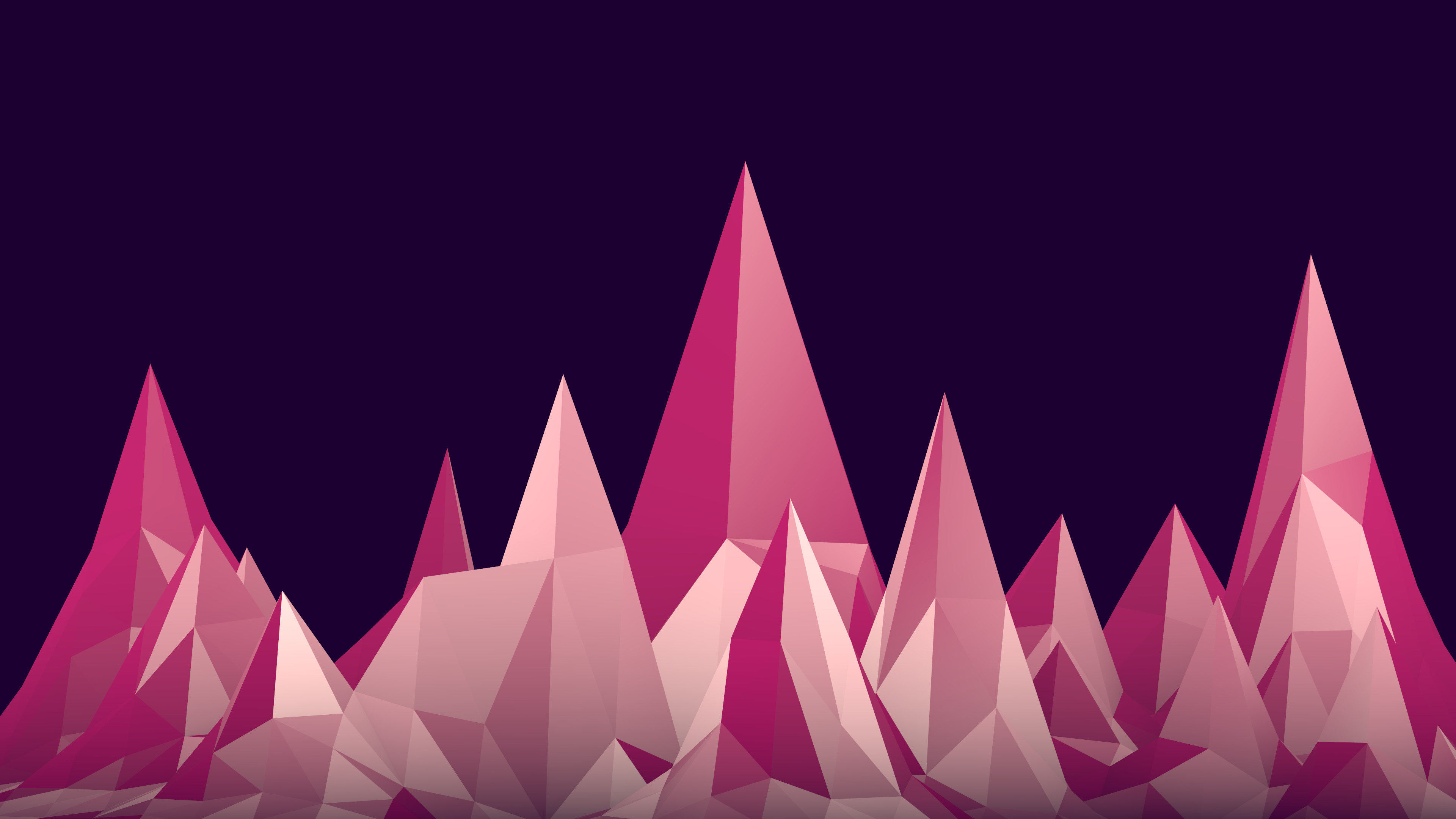 Low poly pink mountains on dark background HD Wallpaper