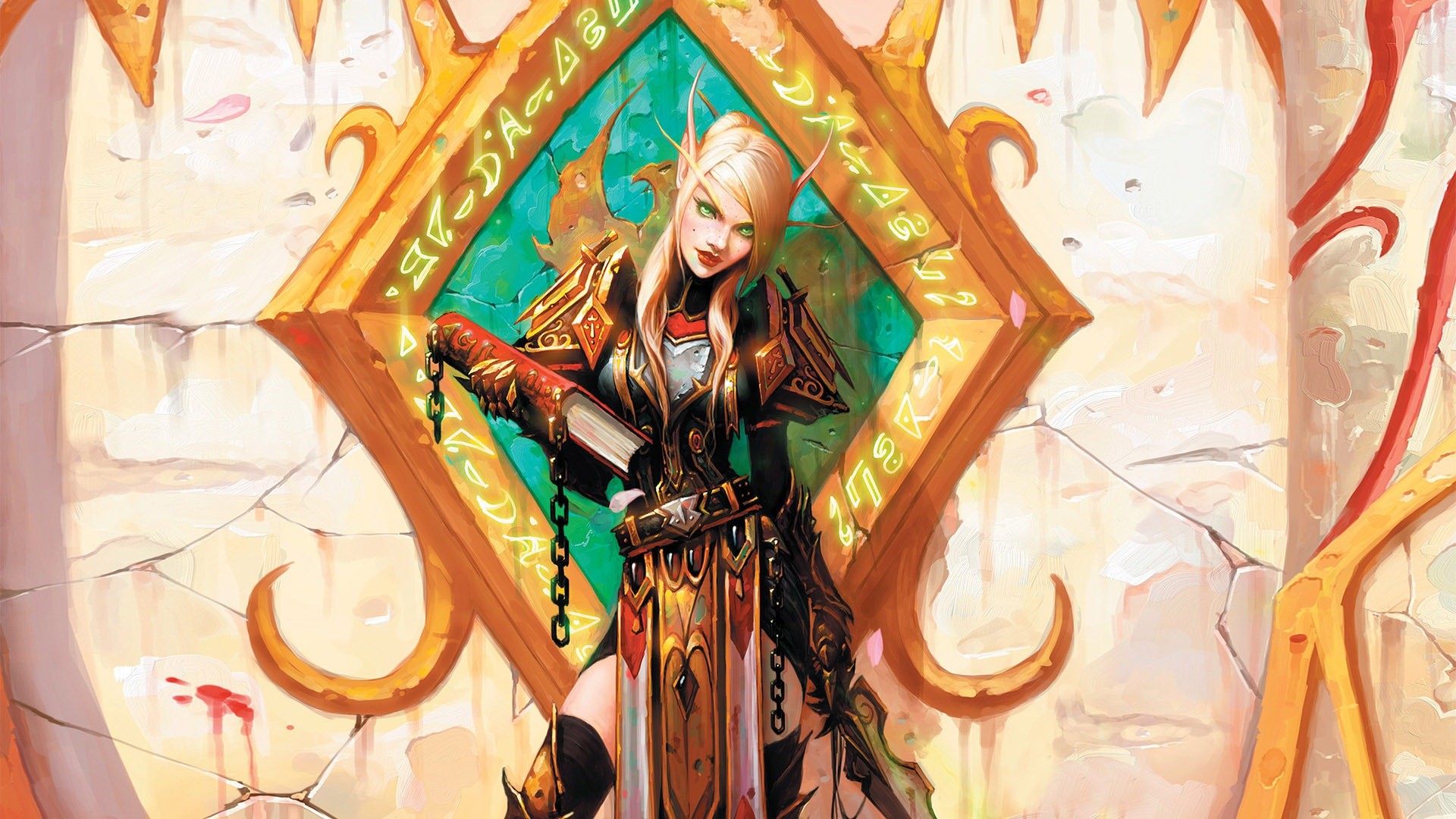 Blood Elf from World of Warcraft holding a book HD Wallpaper