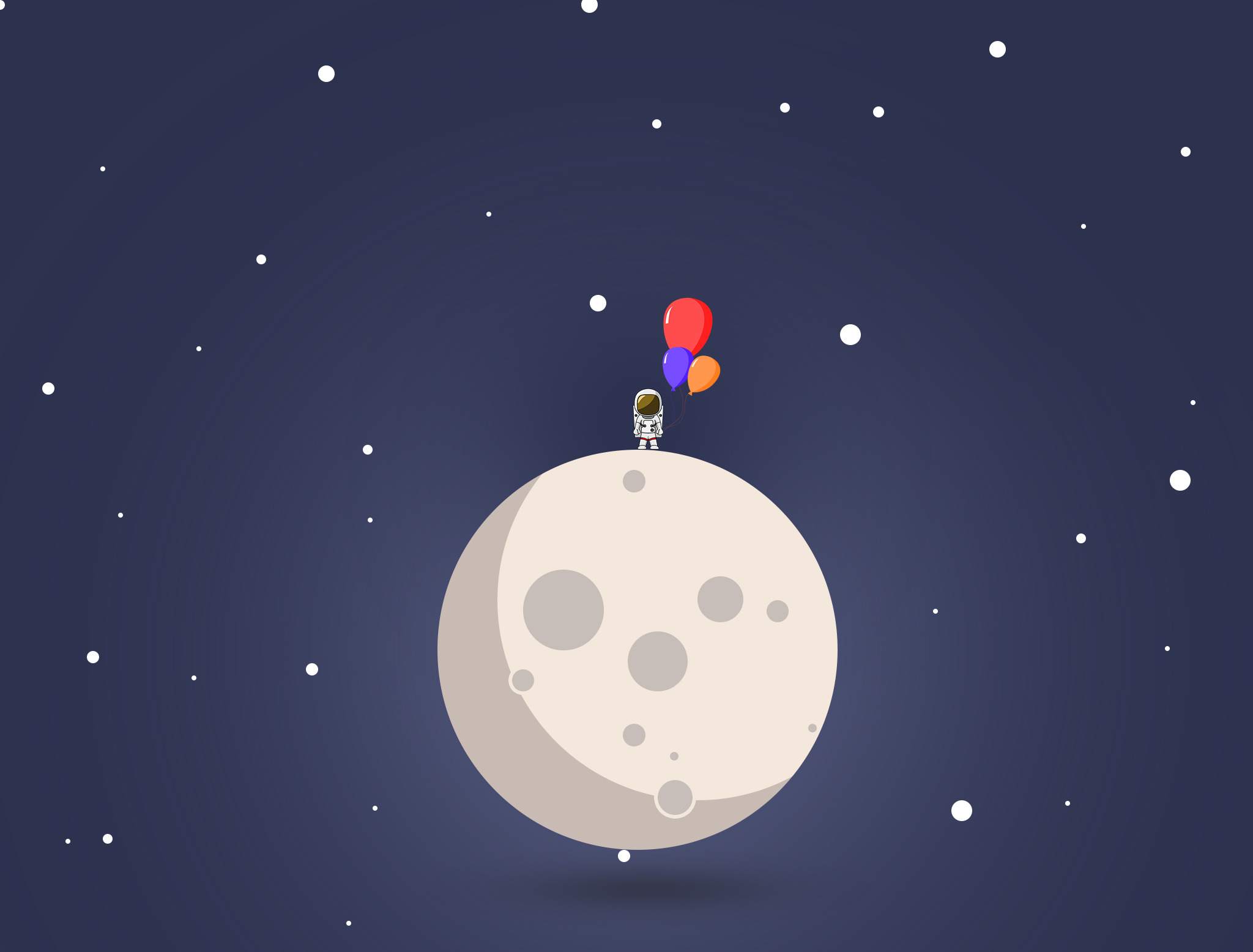 Astronaut with balloons on the moon HD Wallpaper