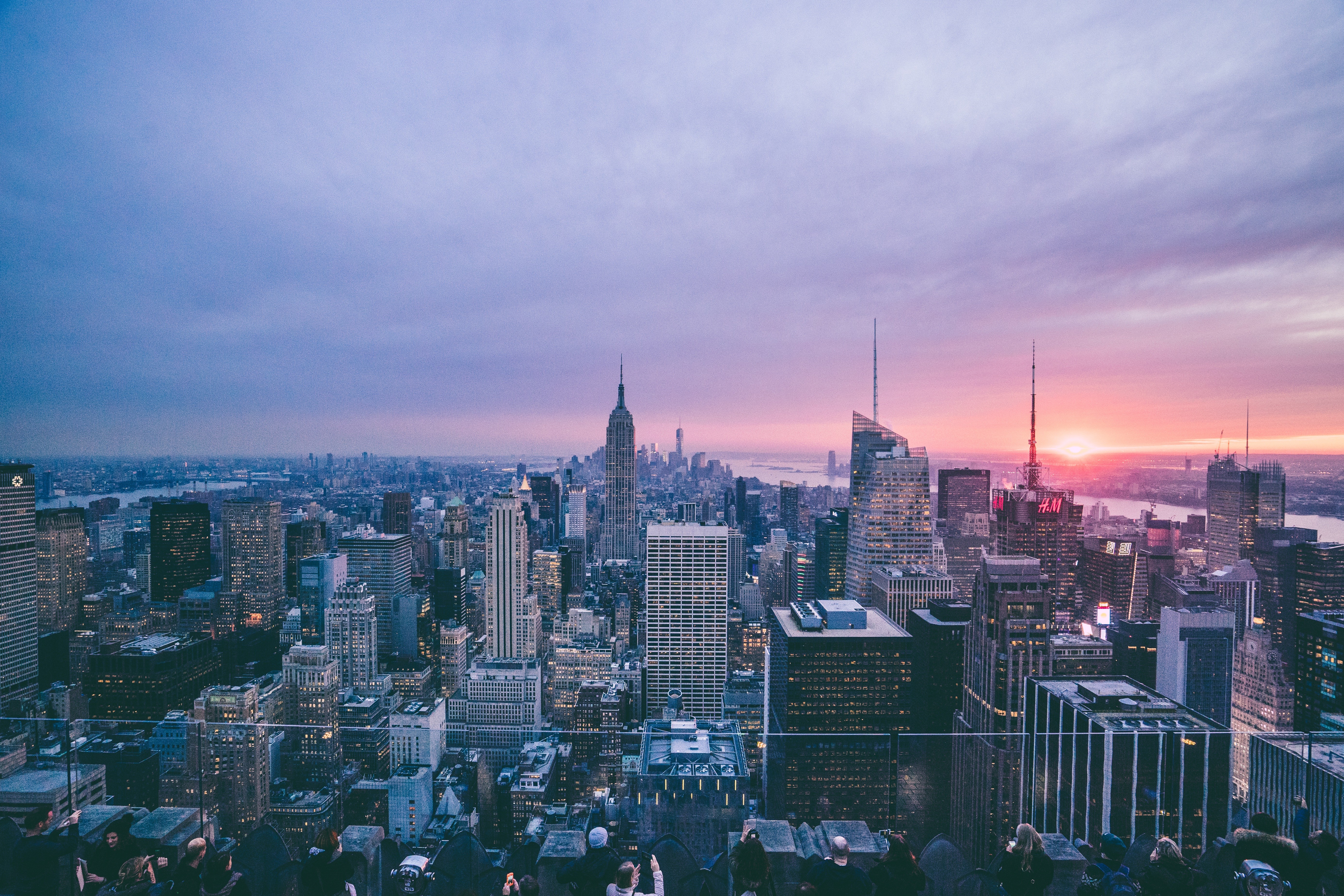 New York City Skyline at Sunset HD Wallpaper