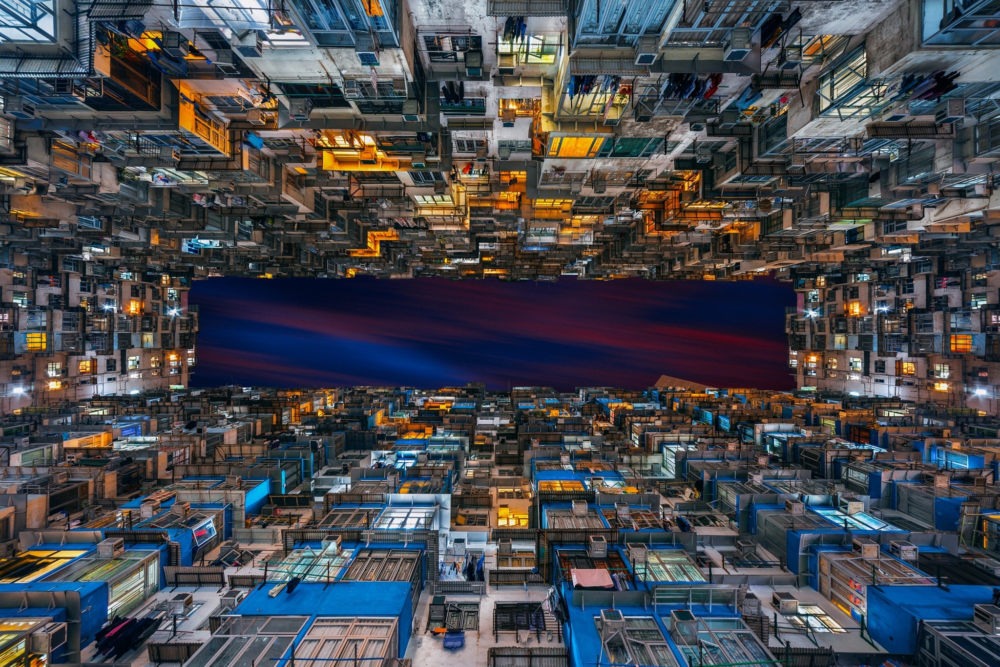 Hong Kong apartments cityscape at dusk HD Wallpaper