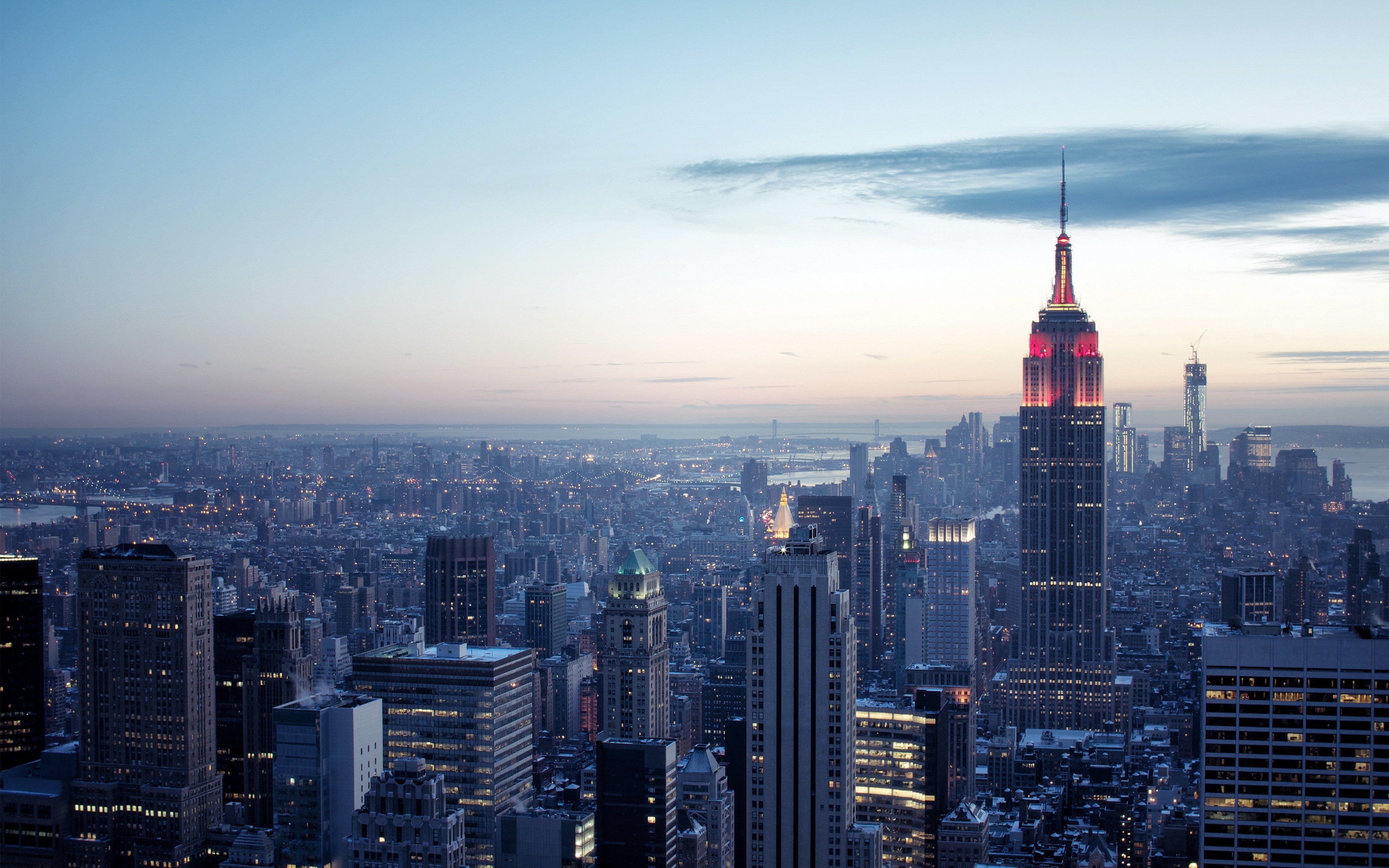 Empire State Building in New York City at Dusk HD Wallpaper