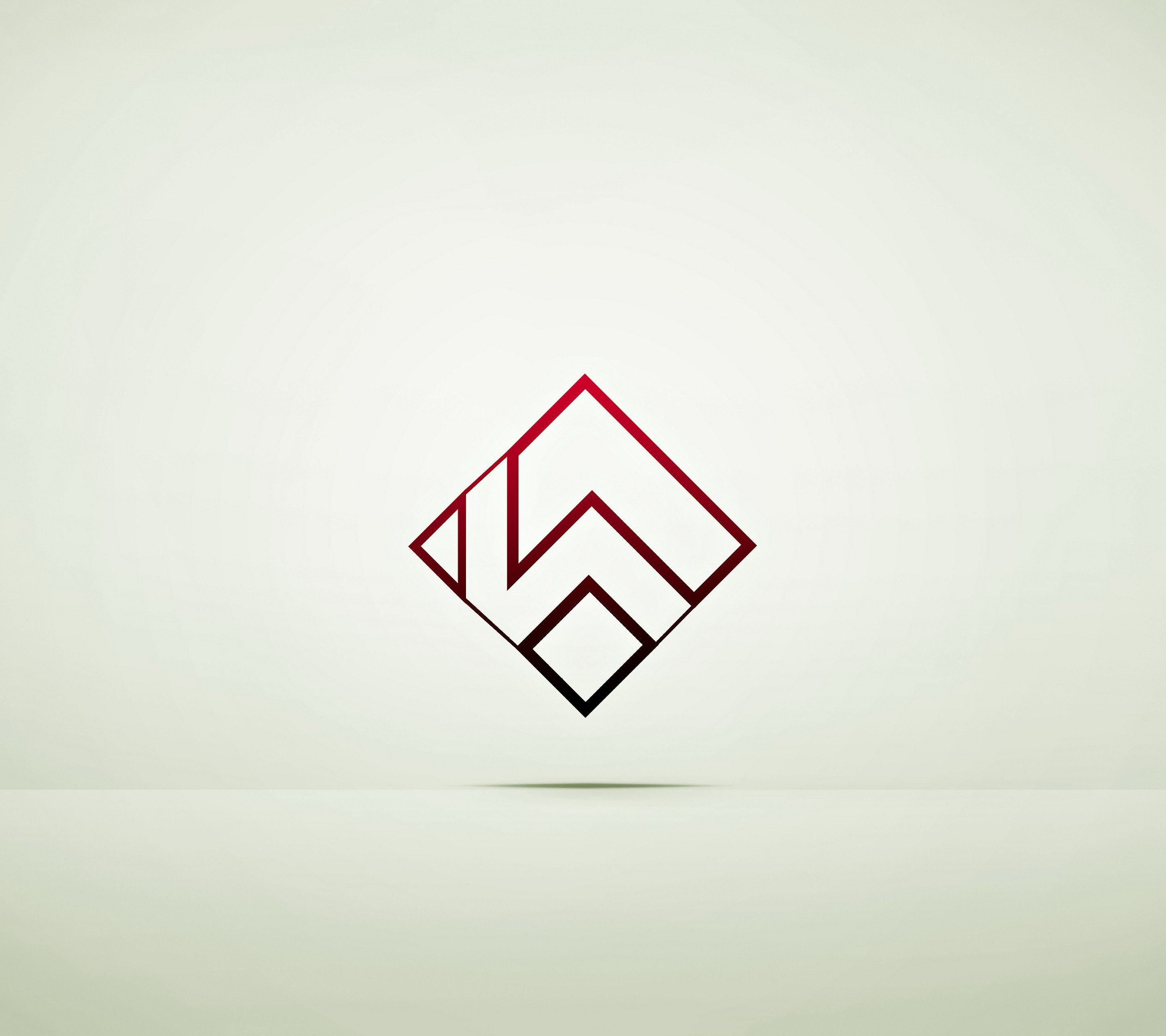 Minimalist geometric logo with red and black gradient HD Wallpaper