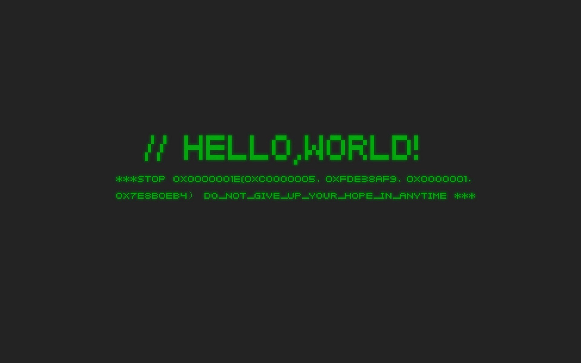 Minimalist code with "Hello, World!" HD Wallpaper