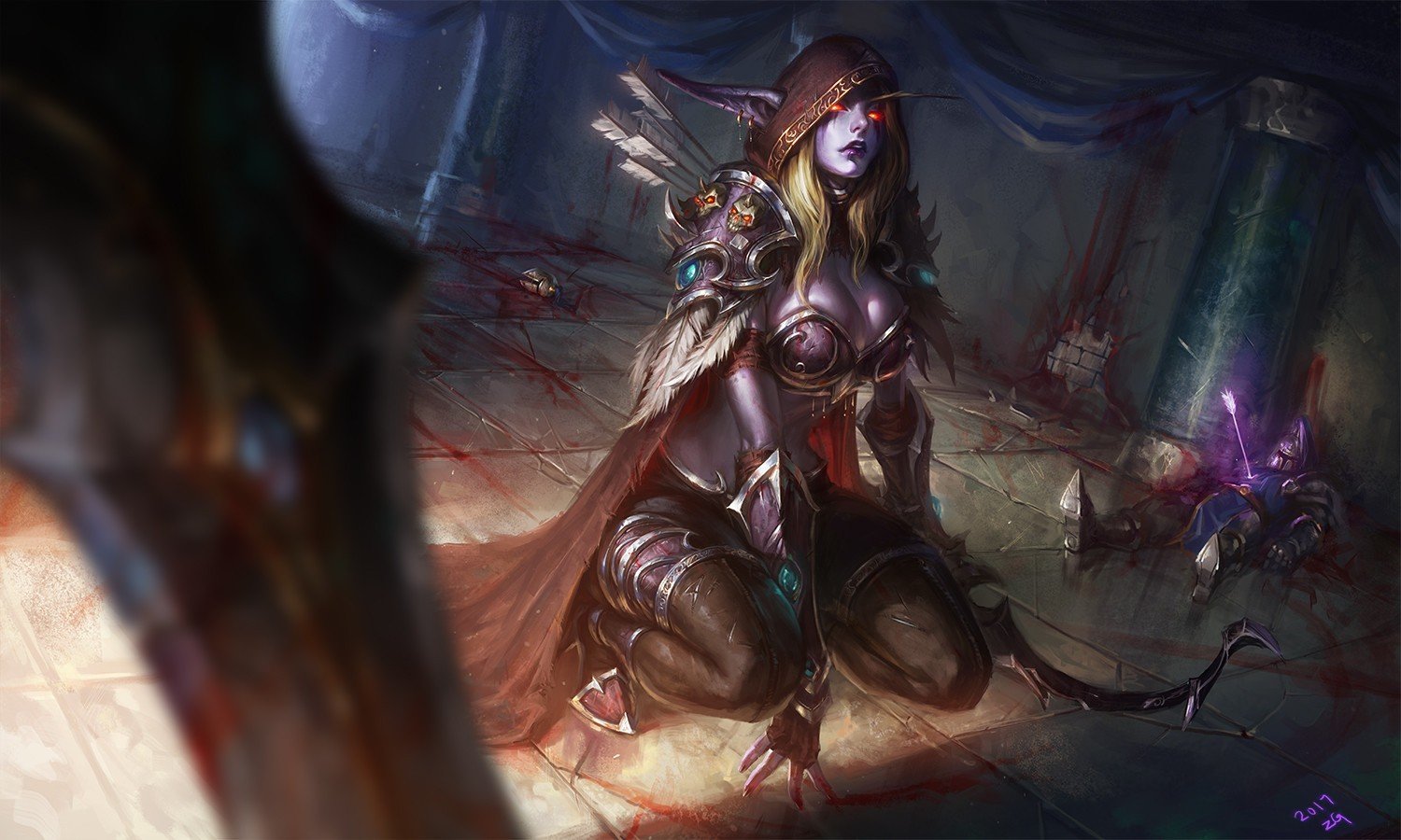 Sylvanas Windrunner from World of Warcraft with bow and arrows HD Wallpaper