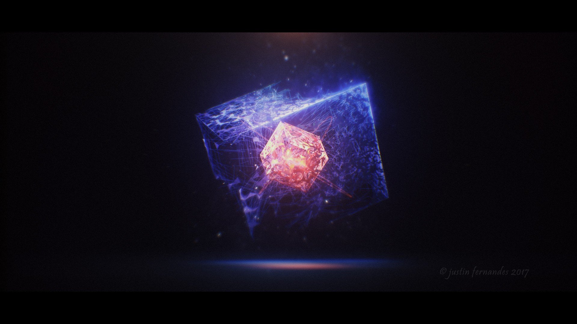 Abstract glowing cube with inner crystal HD Wallpaper