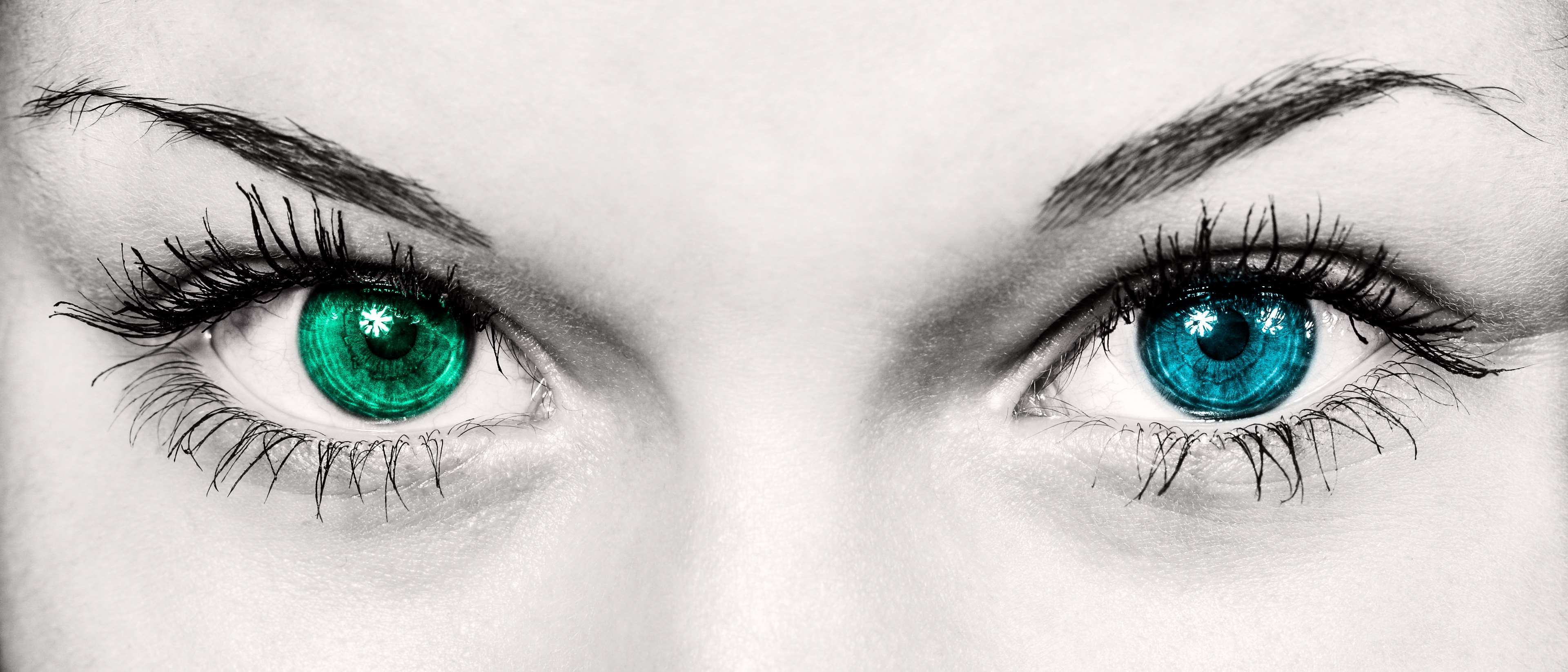 Woman's eyes with different colored irises HD Wallpaper