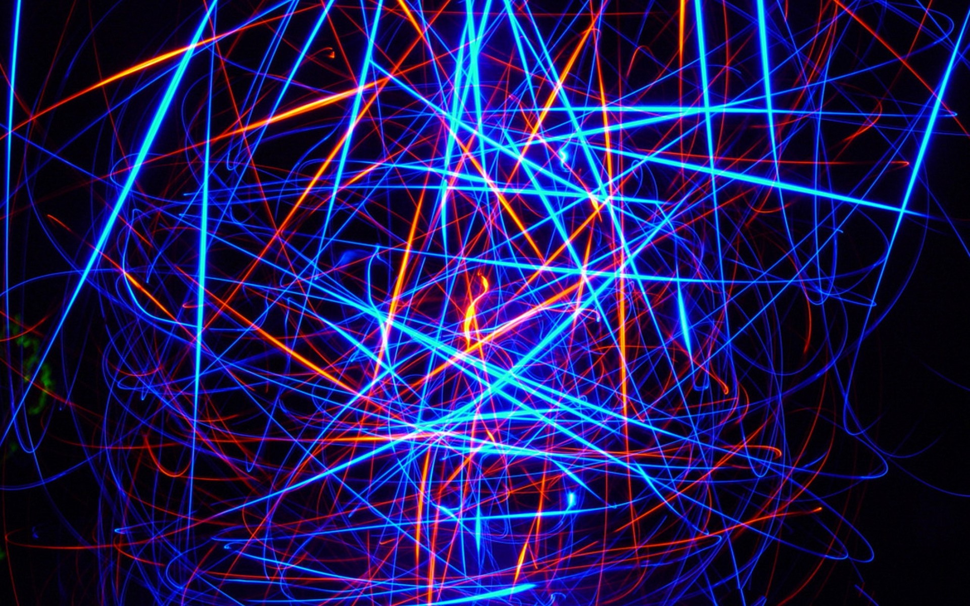 Abstract pattern of blue and orange light trails HD Wallpaper