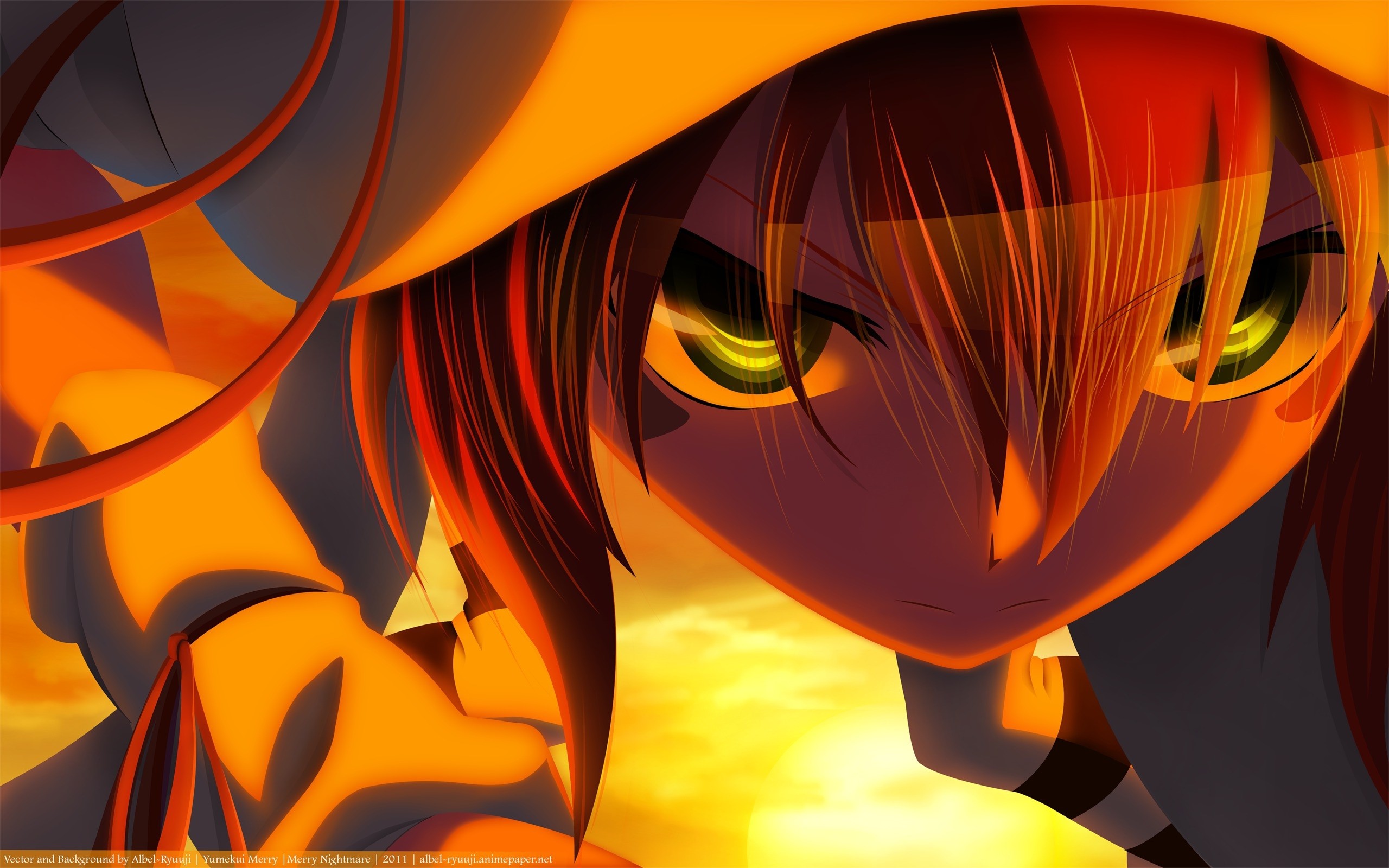 Anime Girl Face Orange HD Wallpaper