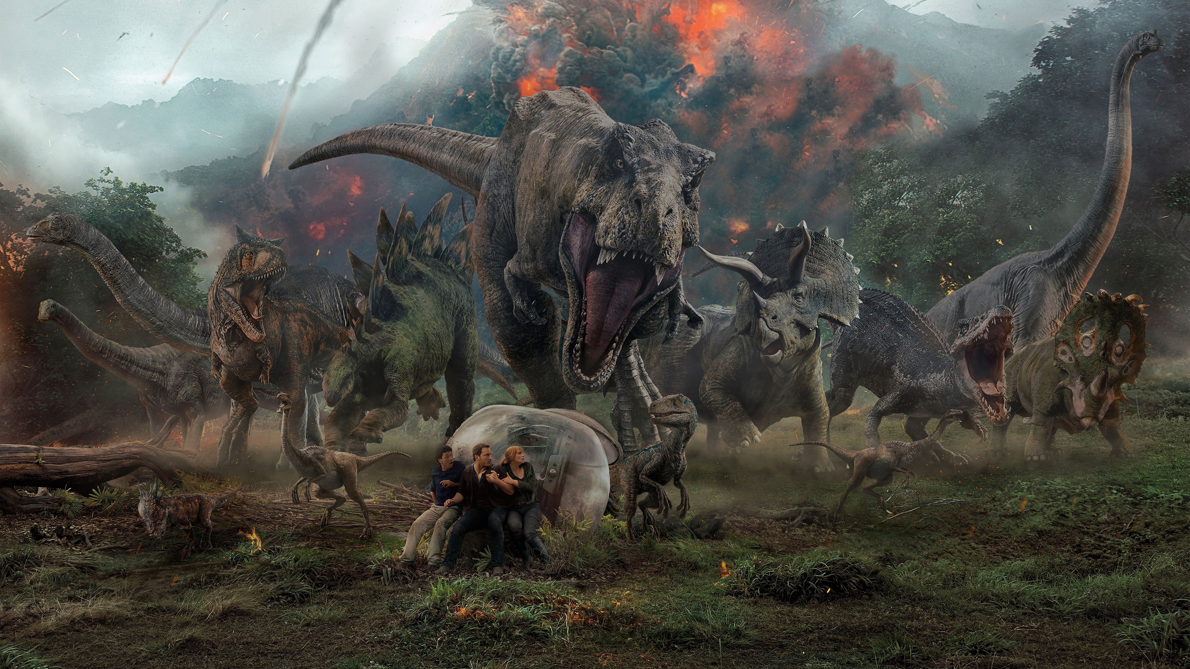 Jurassic World Fallen Kingdom Dinosaurs in 4K HD Wallpaper