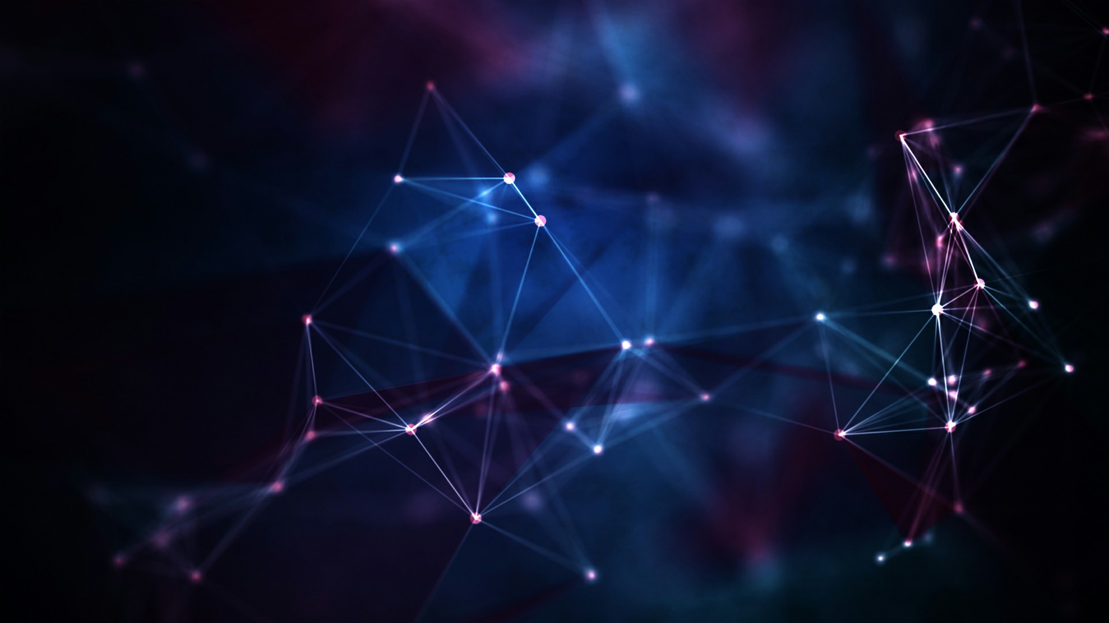 Abstract network of glowing nodes and lines HD Wallpaper