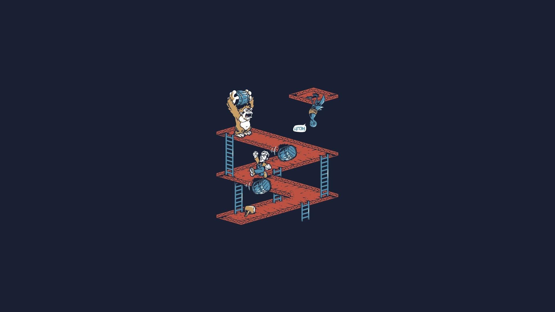 Donkey Kong and Mario playing Donkey Kong HD Wallpaper