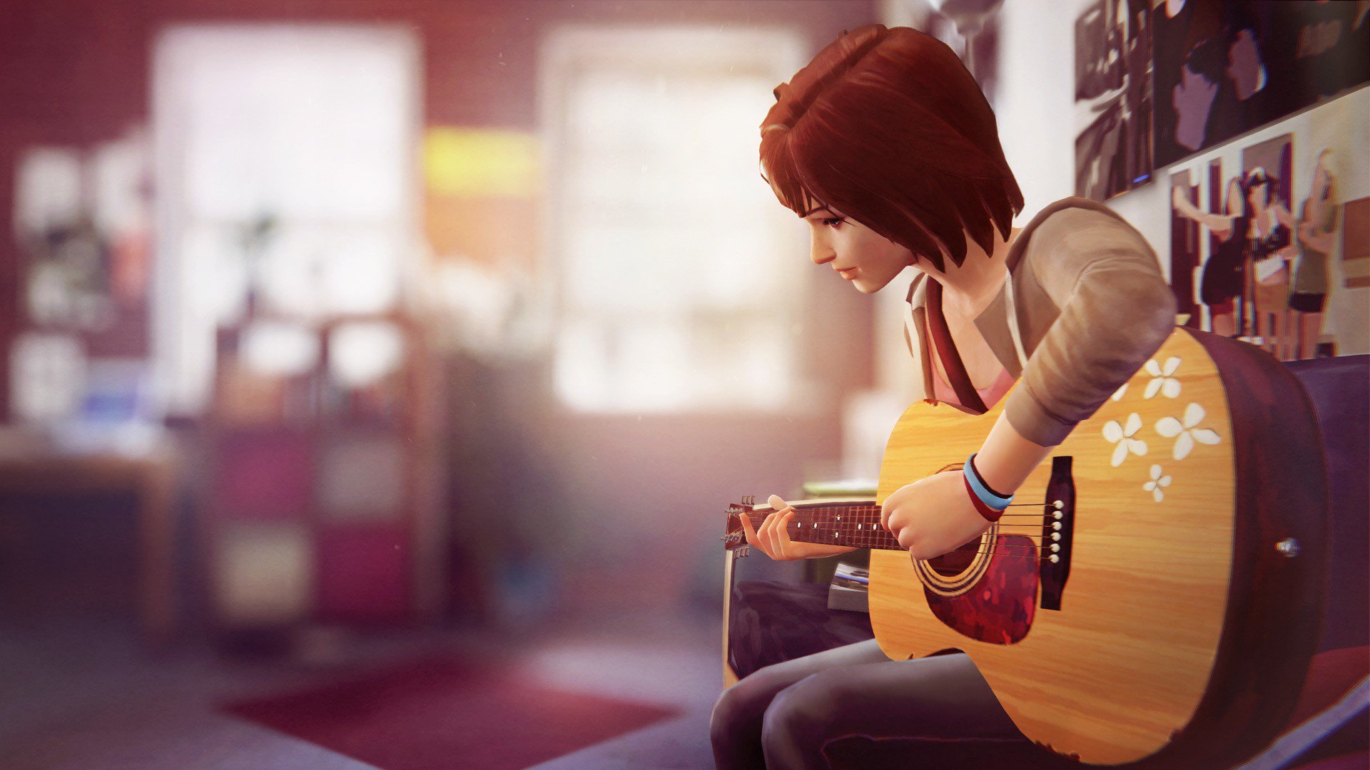 Max Caulfield playing guitar in Life is Strange HD Wallpaper