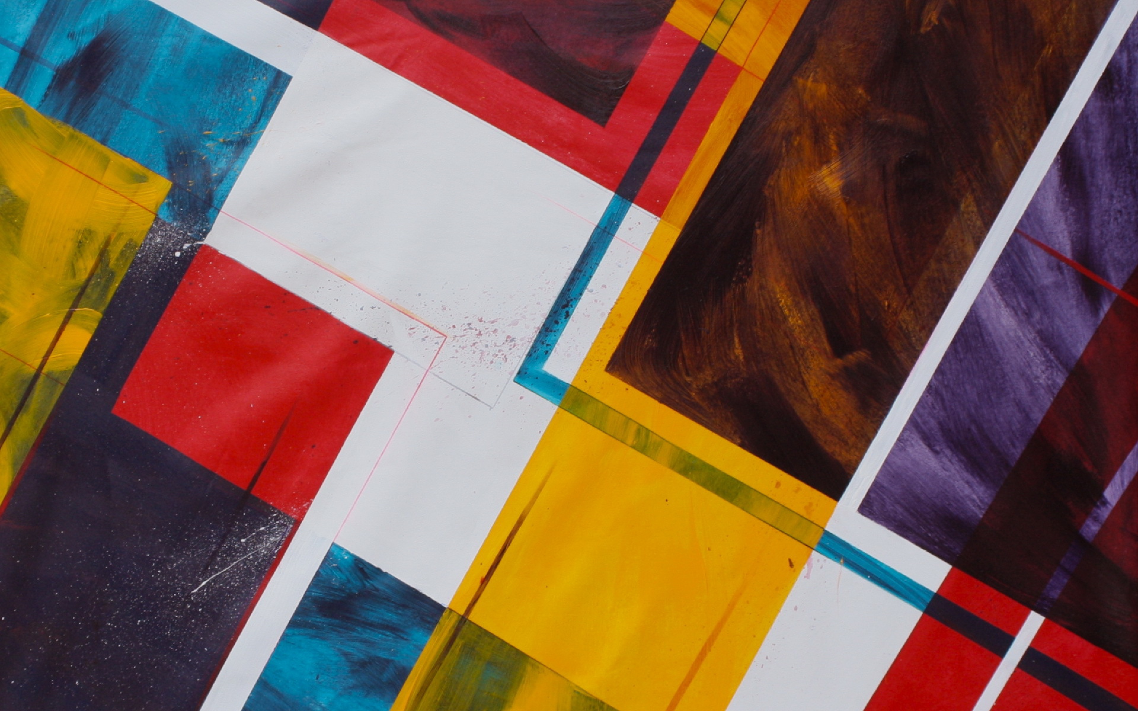 Abstract painting with geometric shapes and lines HD Wallpaper