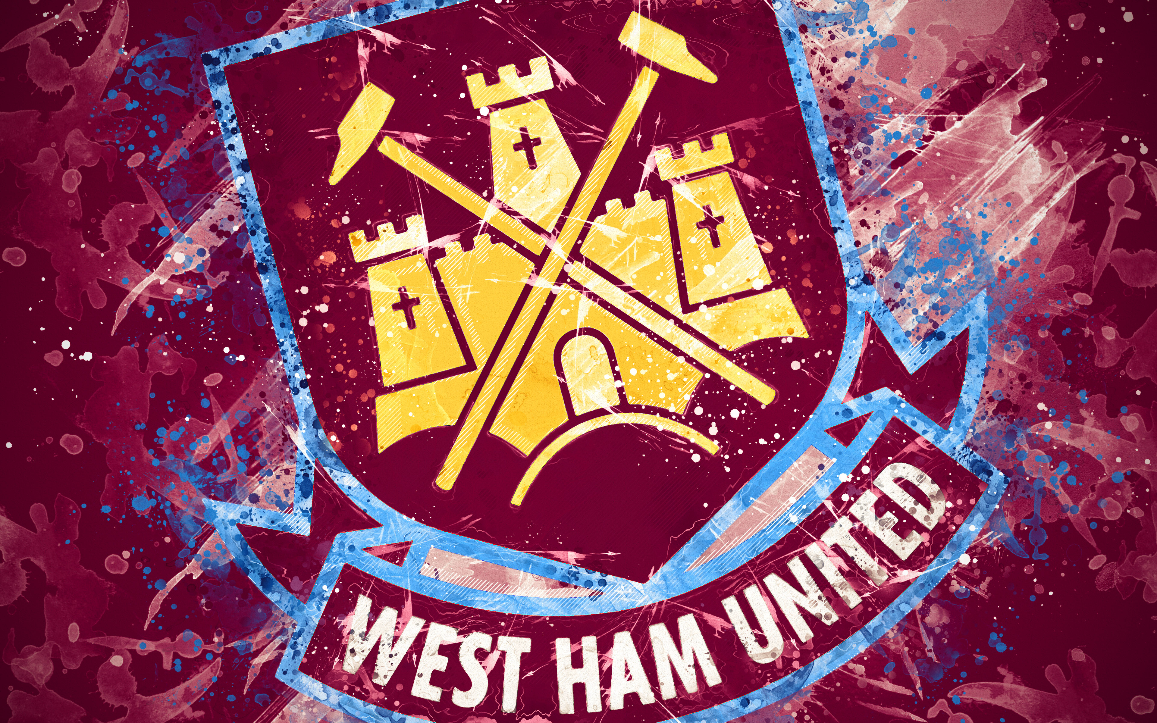 Grungy West Ham United F.C. Emblem HD Wallpaper