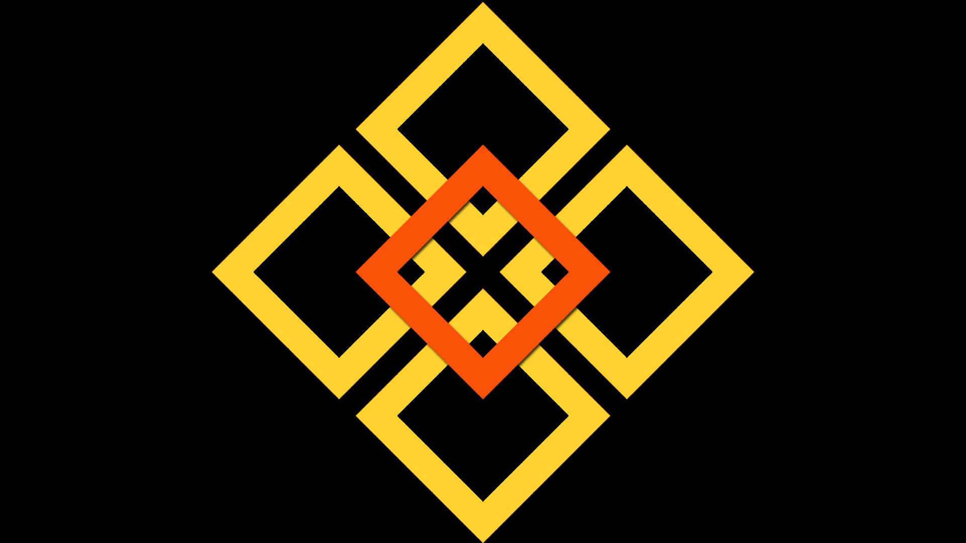 Abstract geometric shapes in yellow and orange on black HD Wallpaper