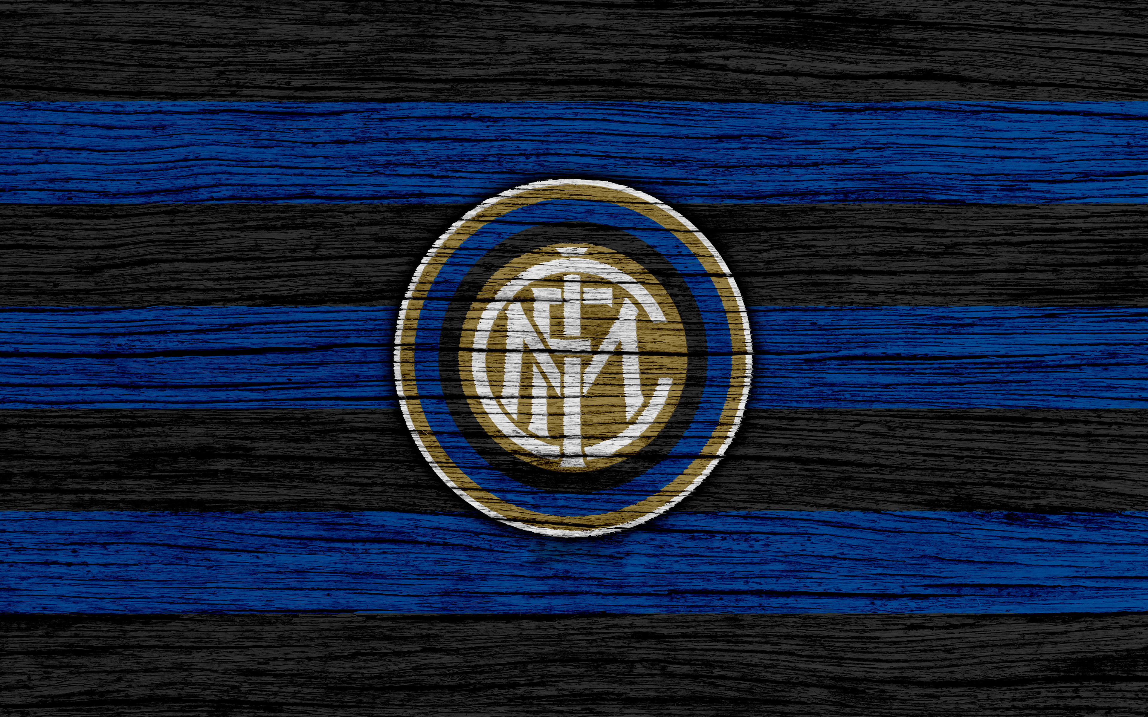 Inter Milan Logo on Wood Grain Background HD Wallpaper