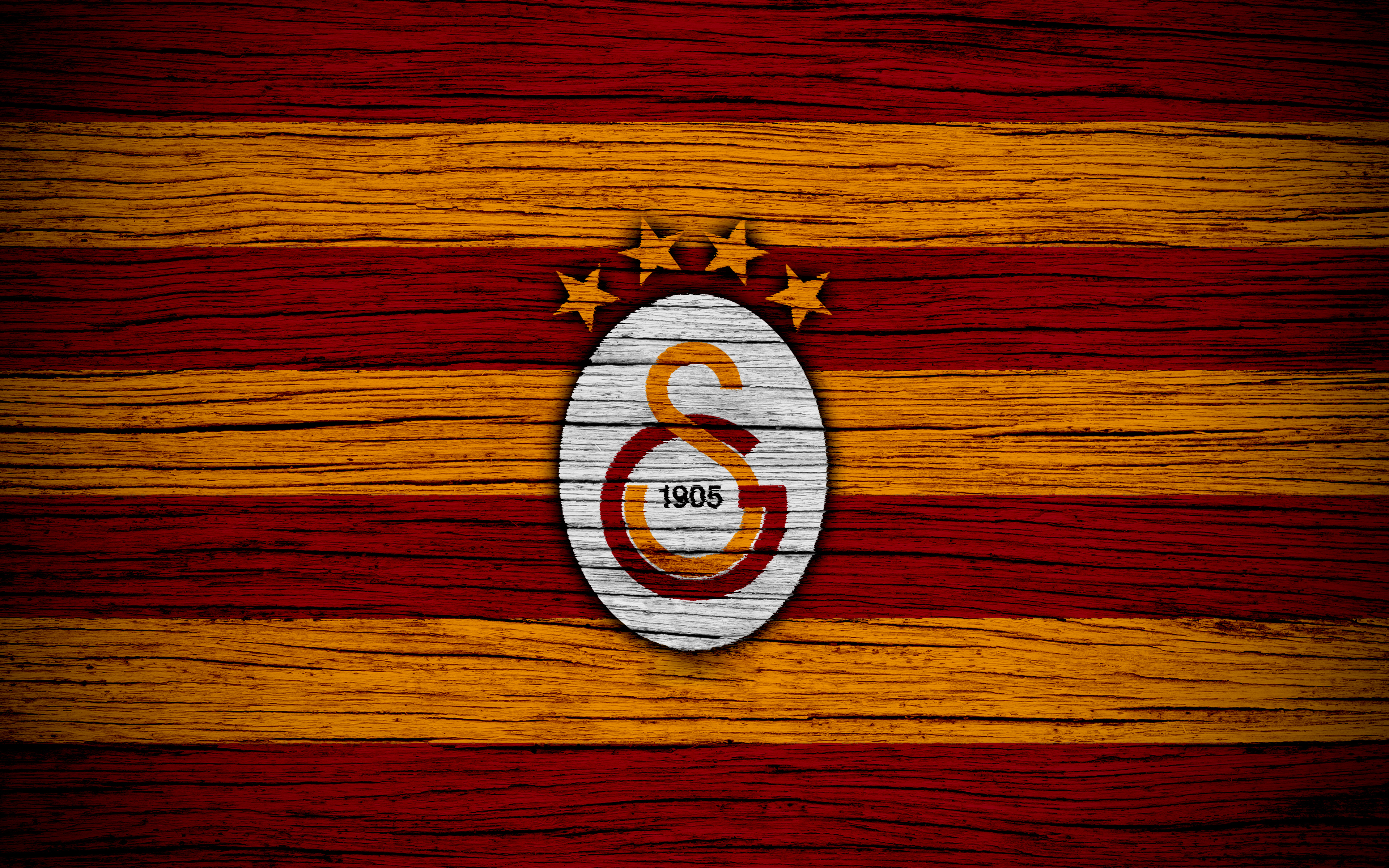 Galatasaray S.K. Emblem on Wood Texture HD Wallpaper