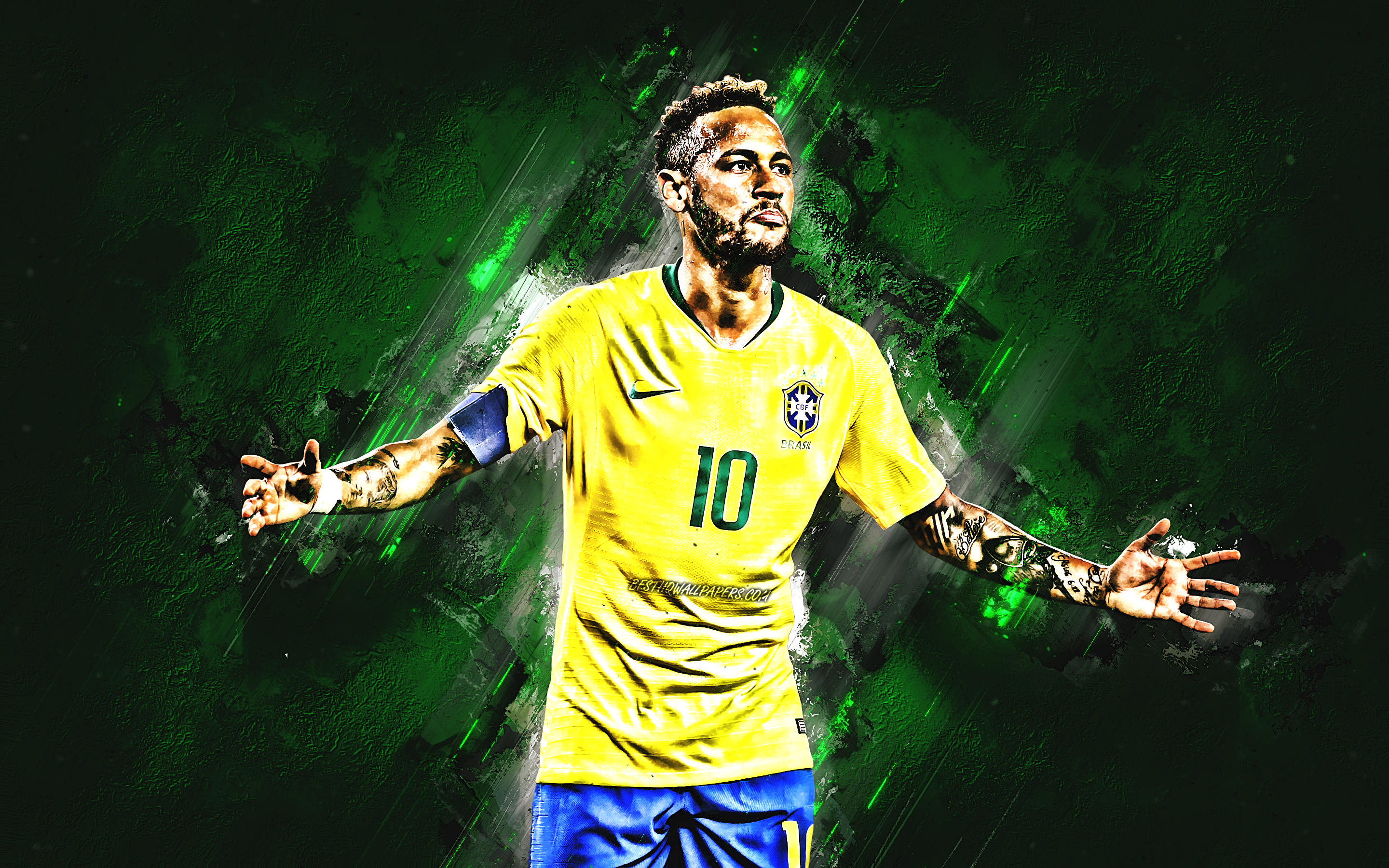 Neymar Celebrating in Brazil National Team Jersey HD Wallpaper