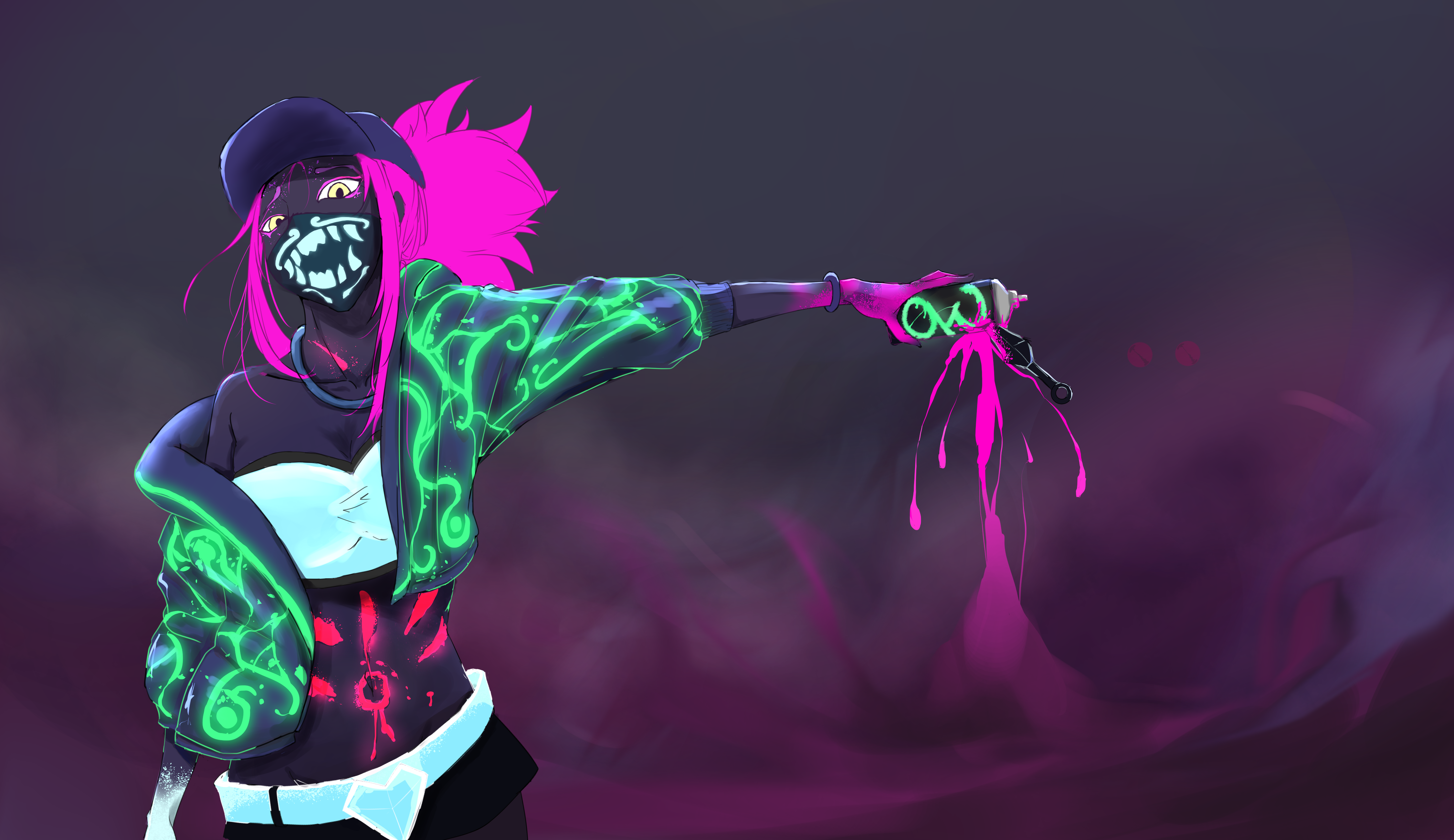 Akali from League of Legends with spray can HD Wallpaper