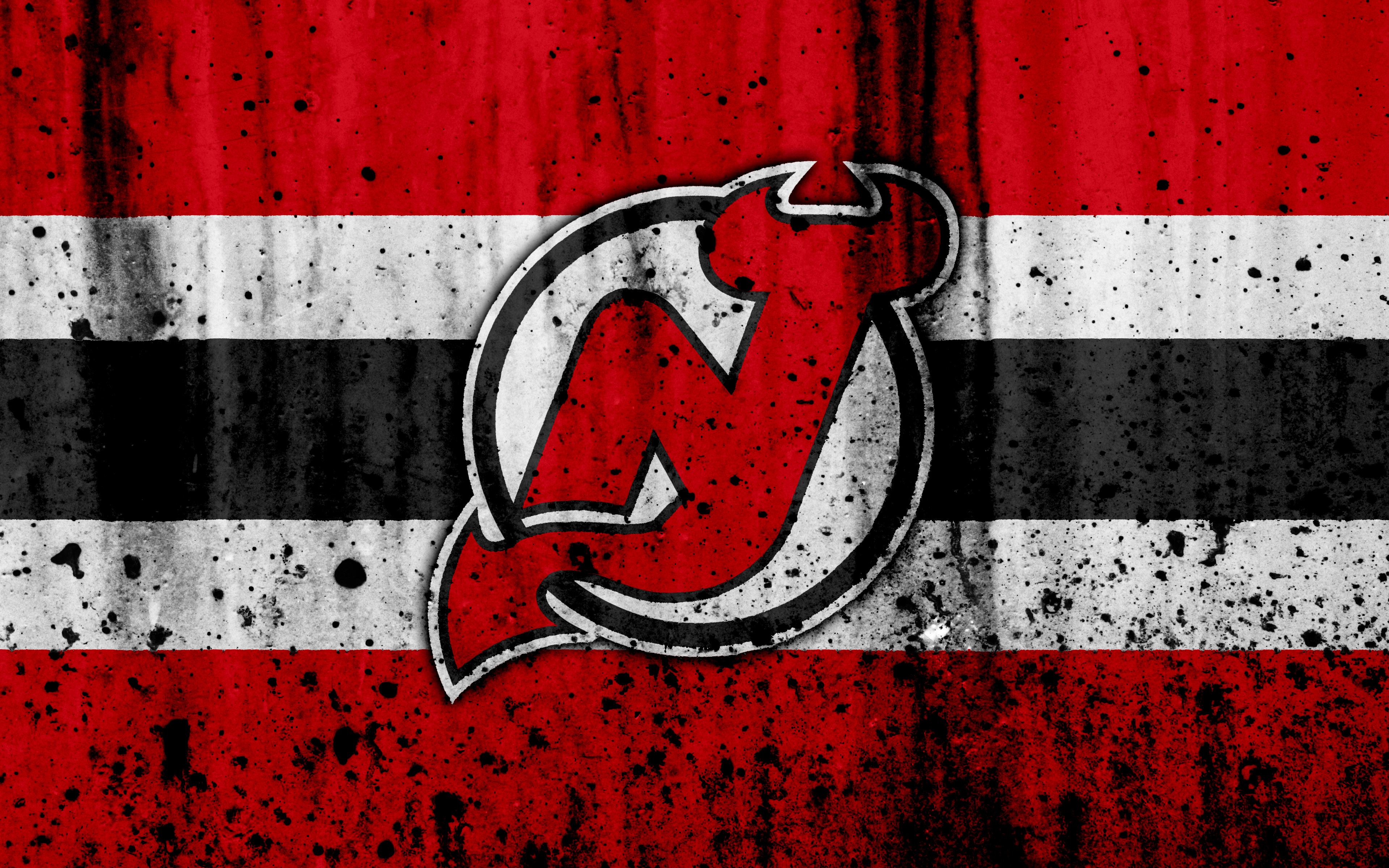 New Jersey Devils Logo on Striped Background HD Wallpaper