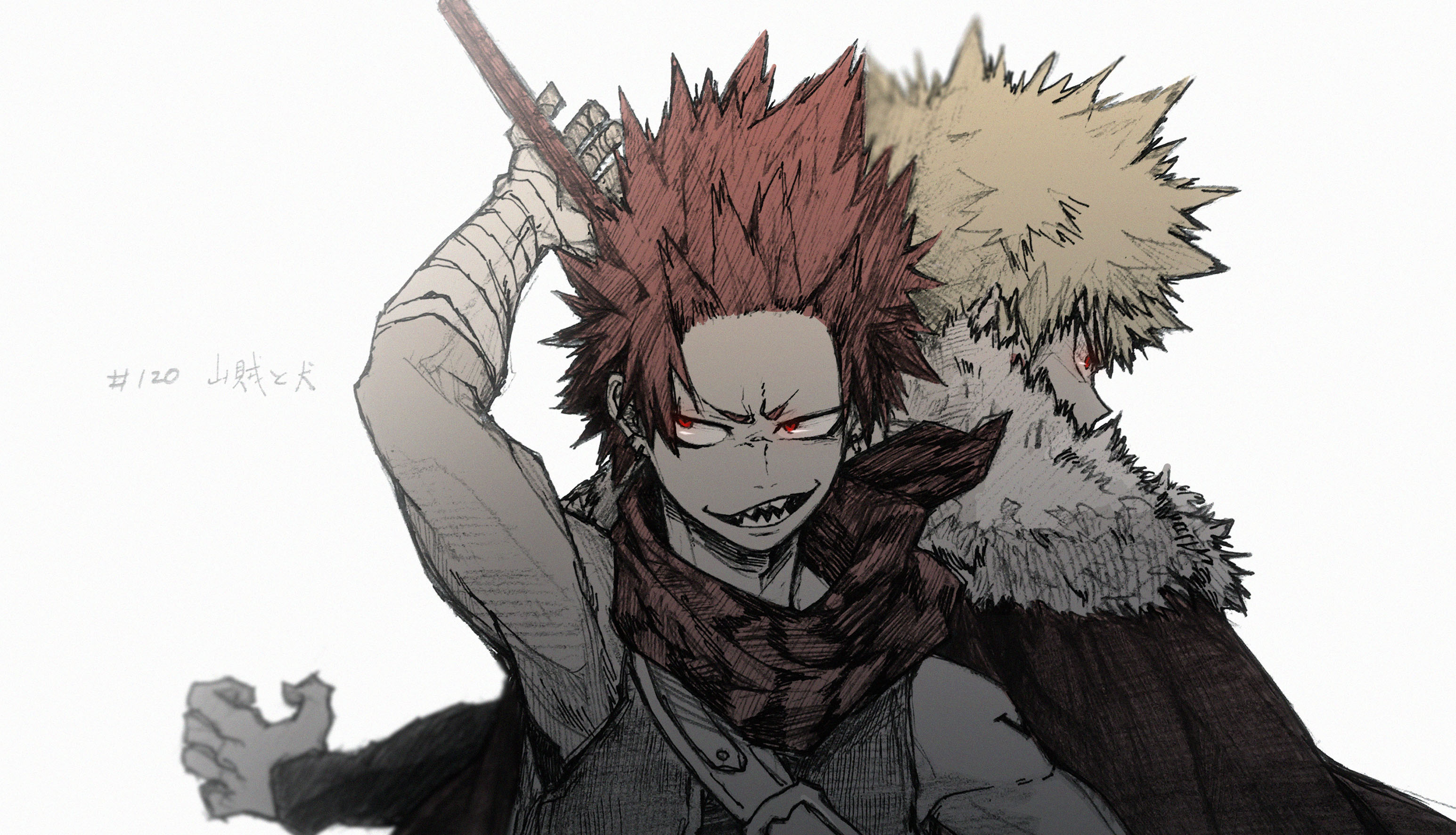Eijiro Kirishima and Katsuki Bakugou from My Hero Academia HD Wallpaper
