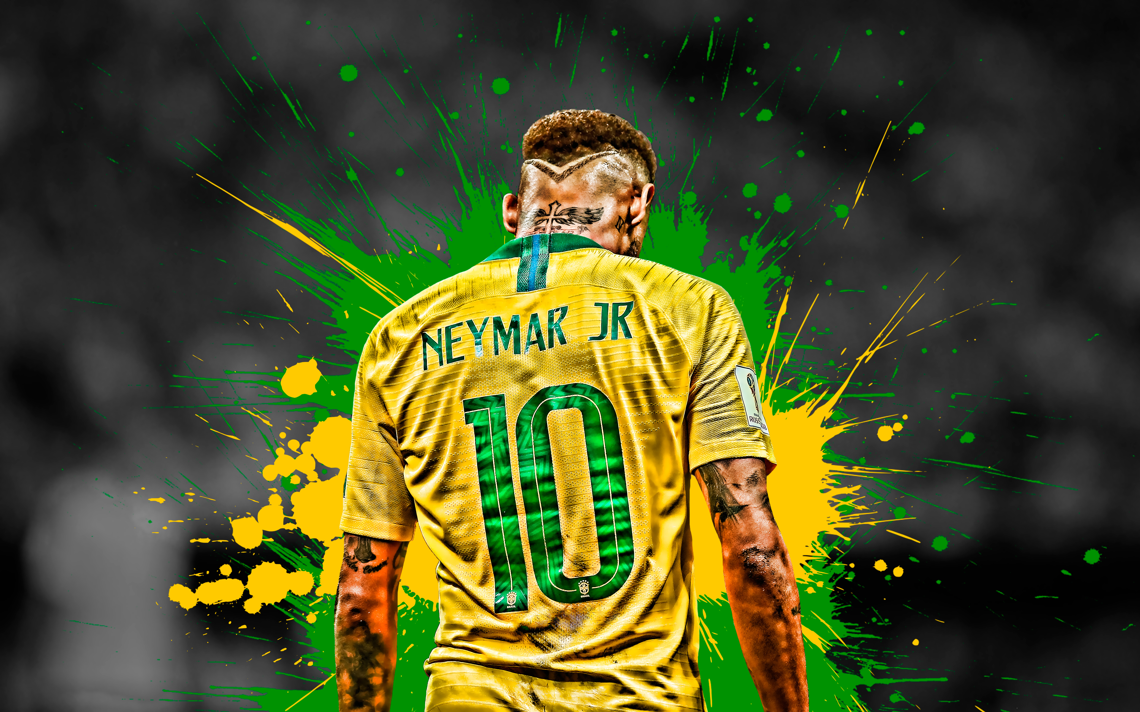 Neymar Jr in Brazilian Soccer Jersey HD Wallpaper