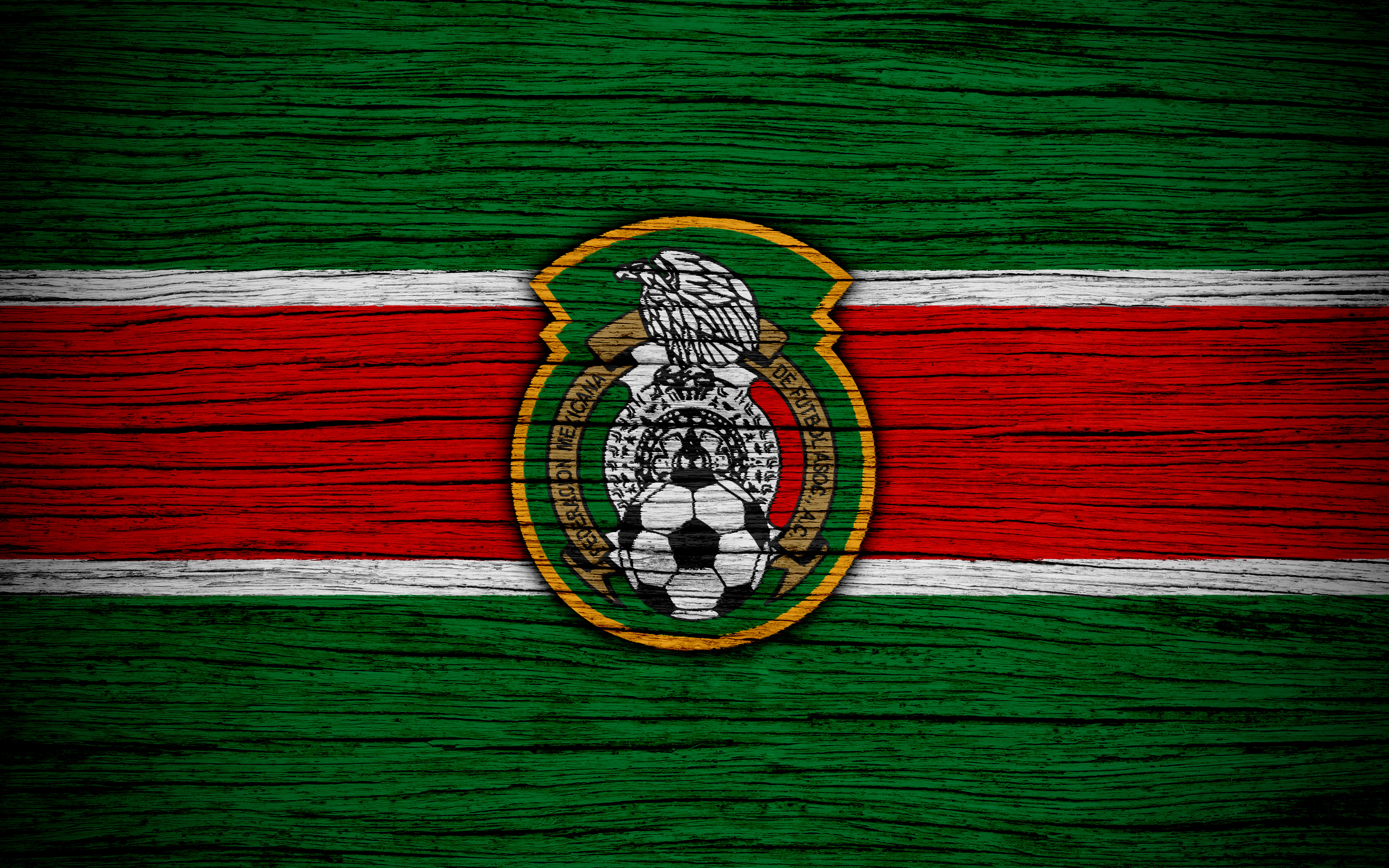 Mexico National Football Team Emblem on Wood Texture HD Wallpaper
