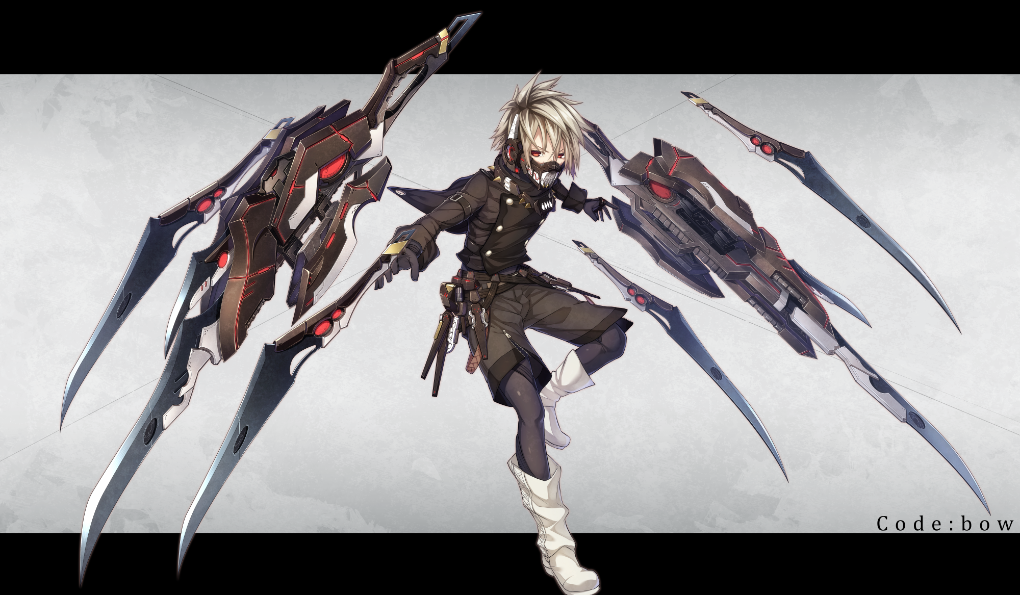 Anime boy with mechanical wings and swords HD Wallpaper