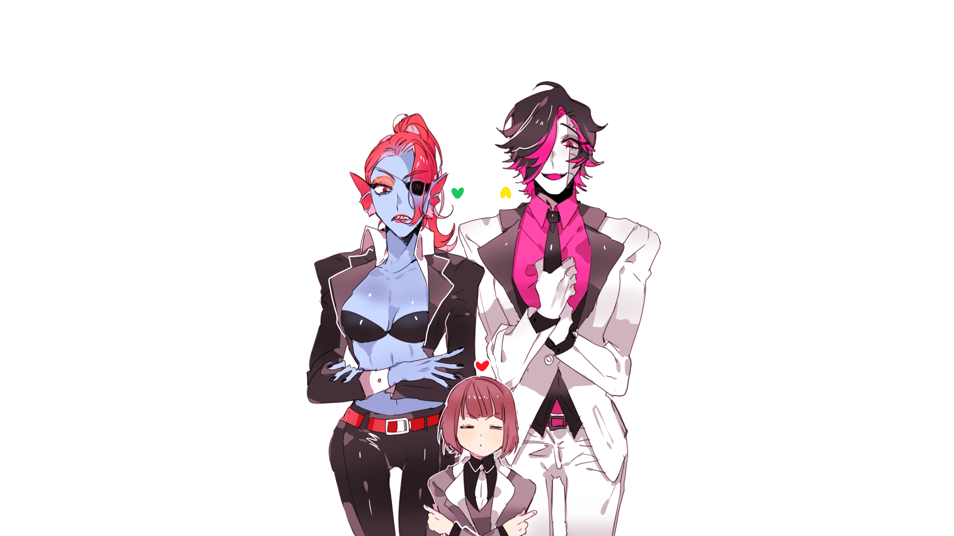 Undyne, Mettaton EX, and Frisk from Undertale HD Wallpaper