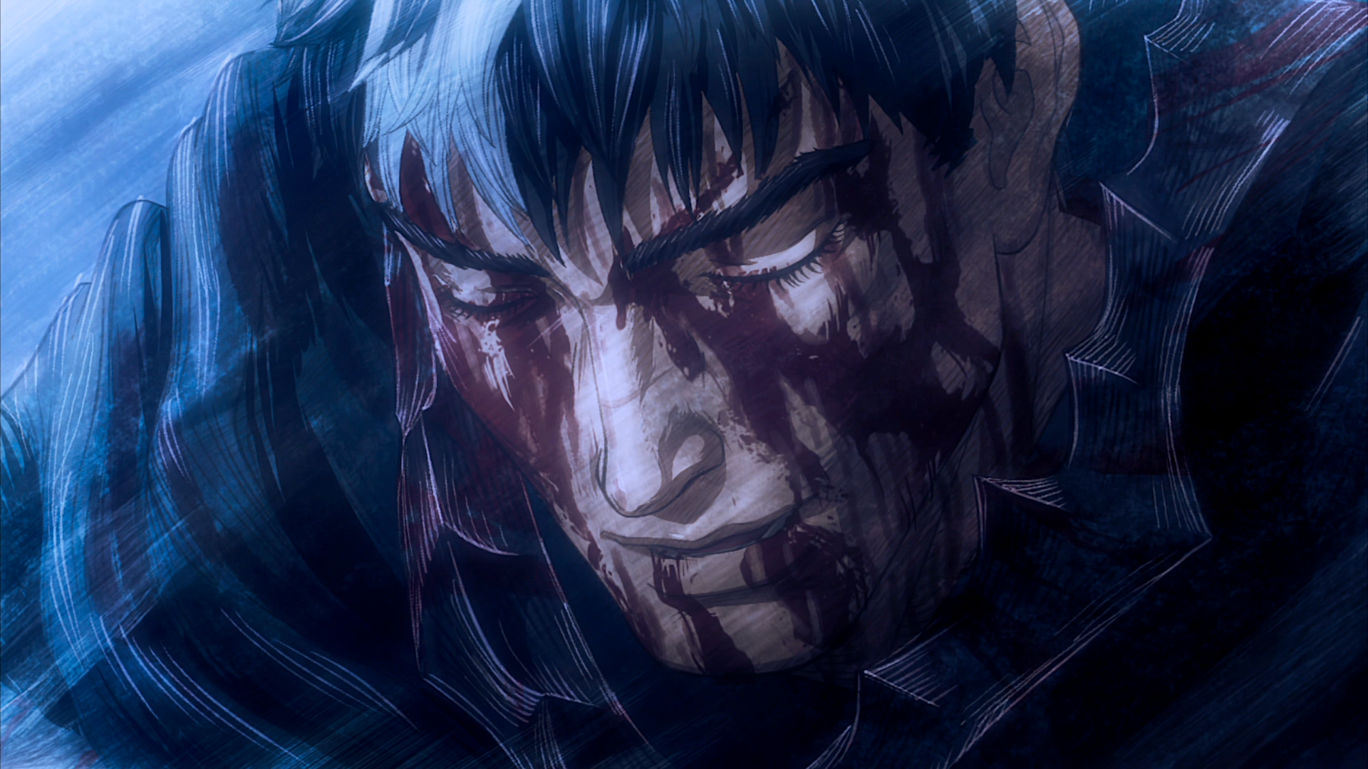 Guts Bloodied and Determined in Rain HD Wallpaper