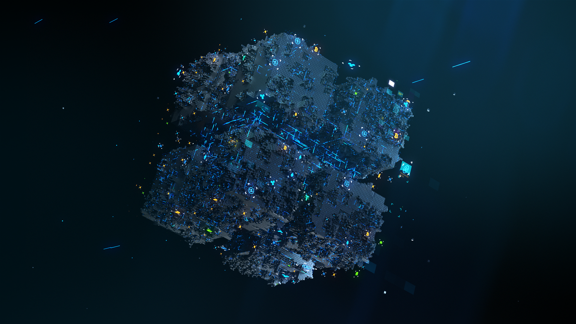 Abstract Bitcoin Network Cube HD Wallpaper