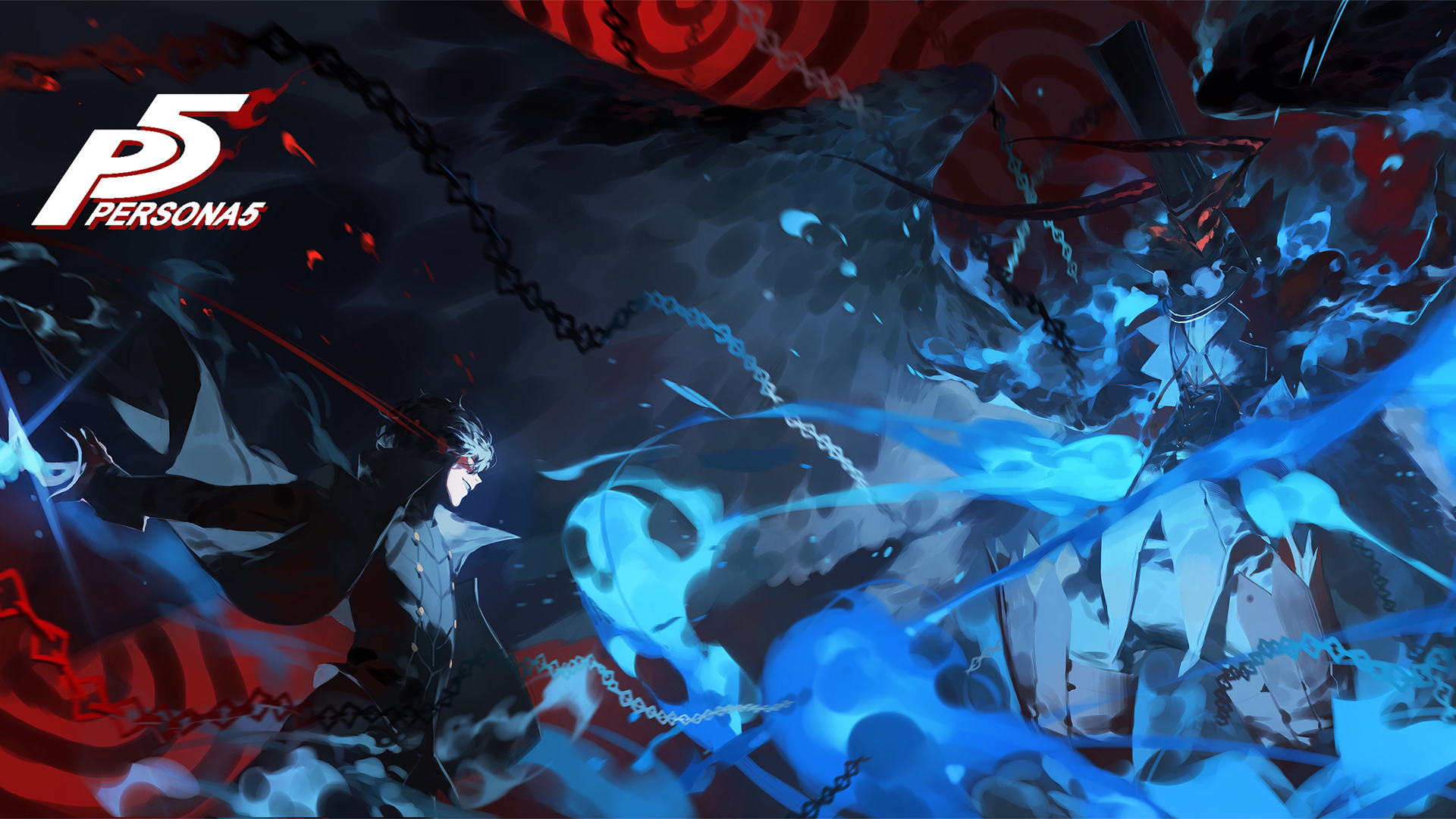Joker from Persona 5 fighting a shadowy figure HD Wallpaper