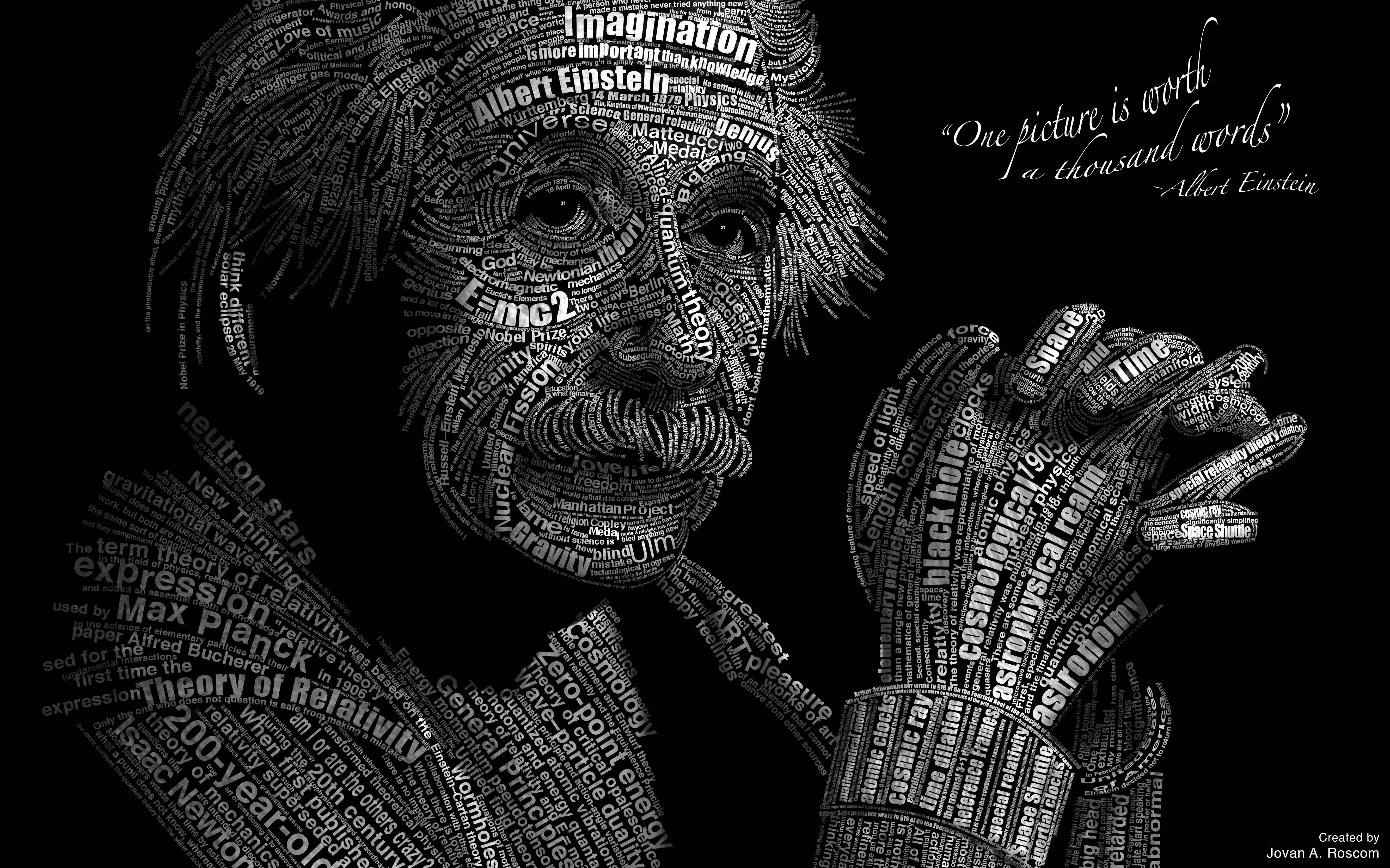 Albert Einstein Typography Portrait HD Wallpaper