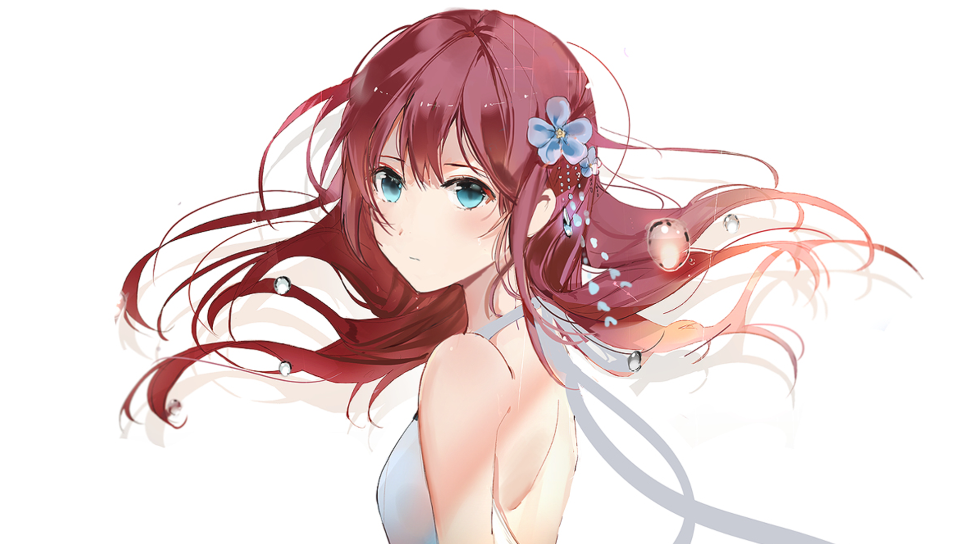 Girl with long red hair and blue eyes HD Wallpaper