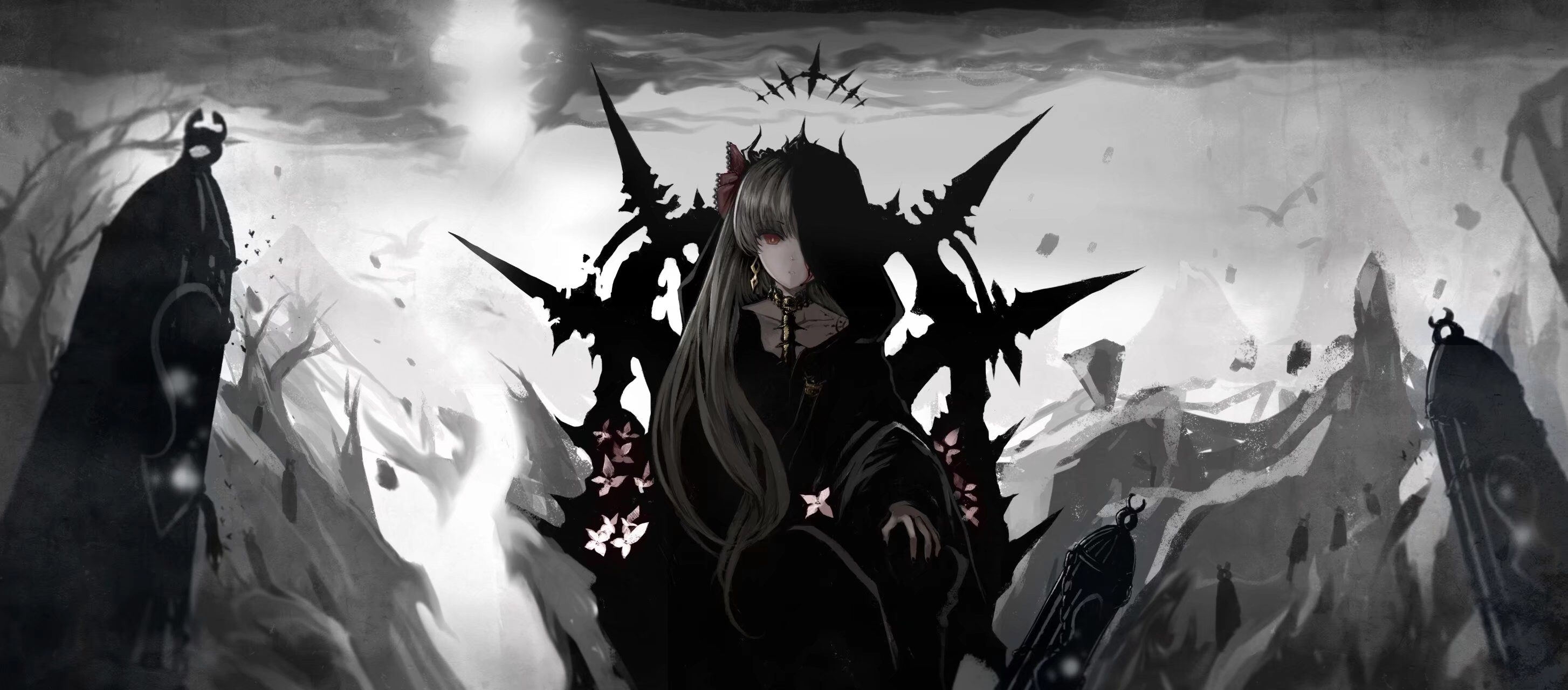 Ereshkigal from Fate/Grand Order on a throne HD Wallpaper
