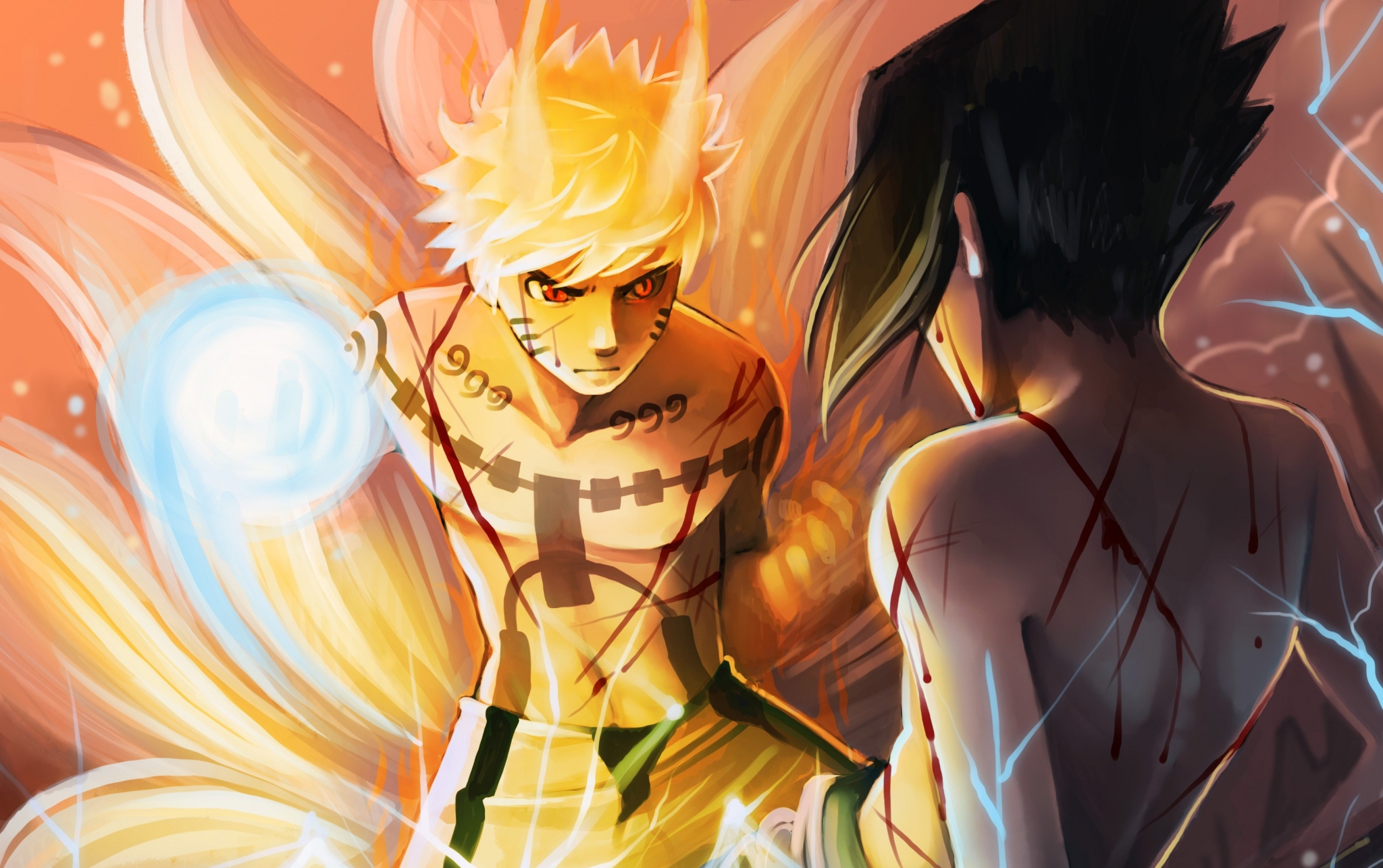 Epic Naruto Battle with Kurama's Chakra HD Wallpaper