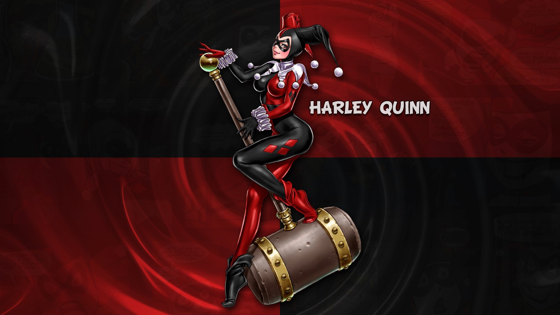 Harley Quinn with a large mallet HD Wallpaper