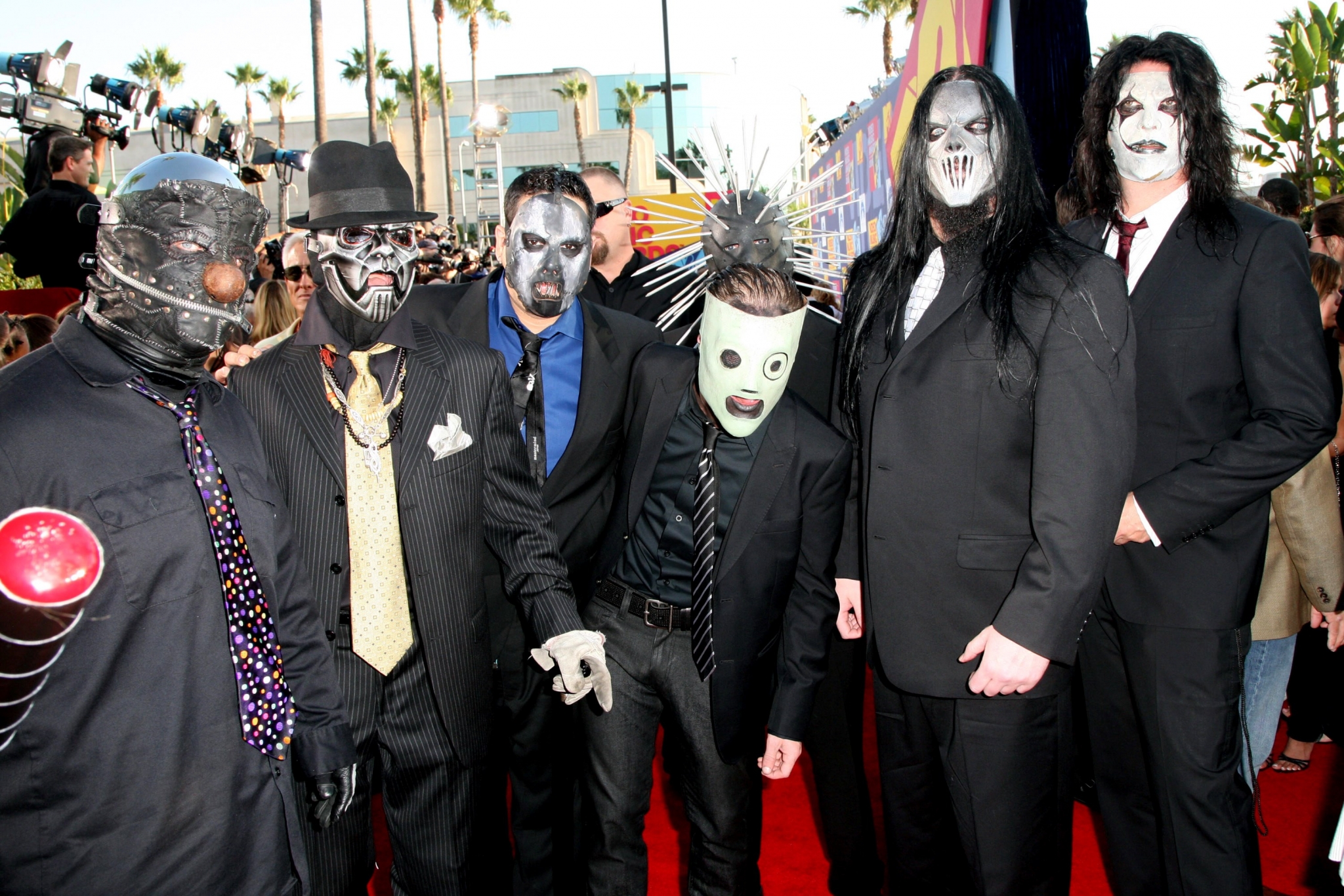 Slipknot members on a red carpet HD Wallpaper