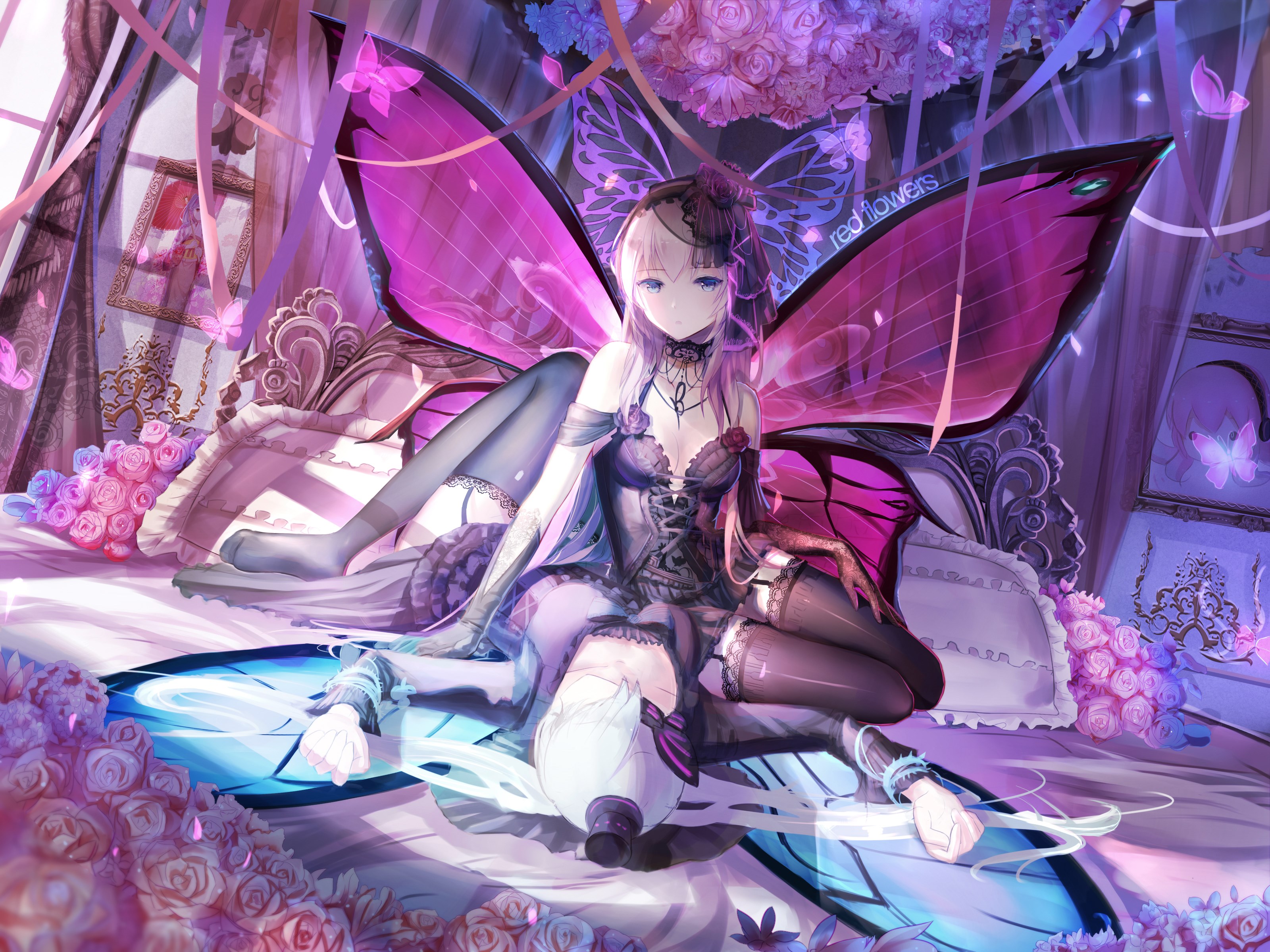 Vocaloid character with butterfly wings HD Wallpaper