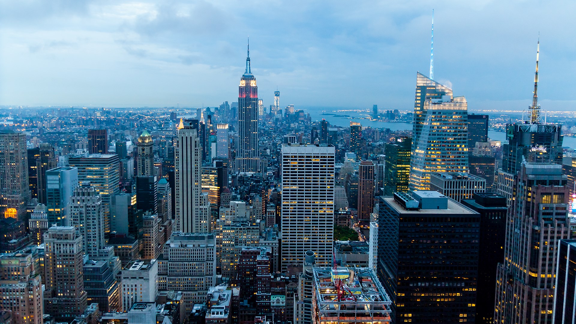 New York City Skyline at Dusk HD Wallpaper