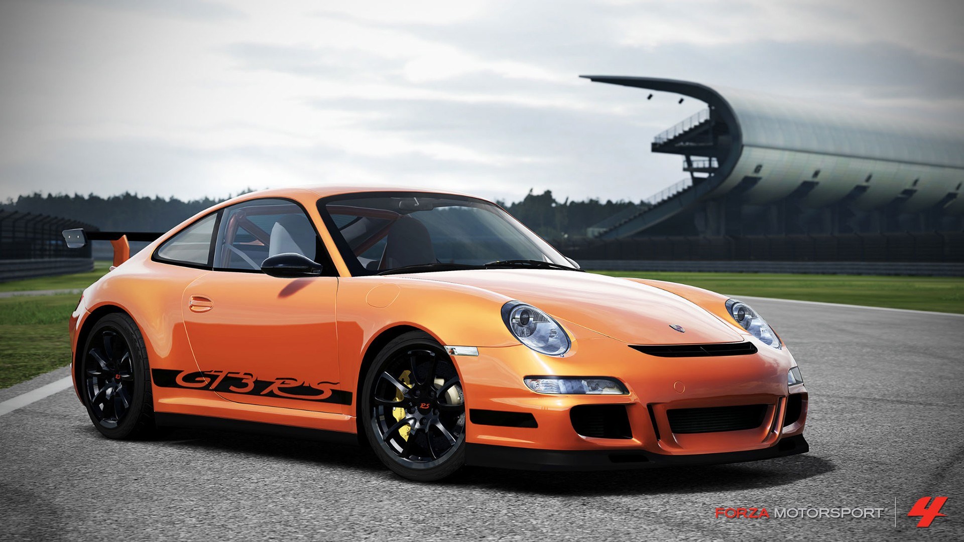 Orange Porsche 911 GT3 RS from Forza Motorsport 4 HD Wallpaper