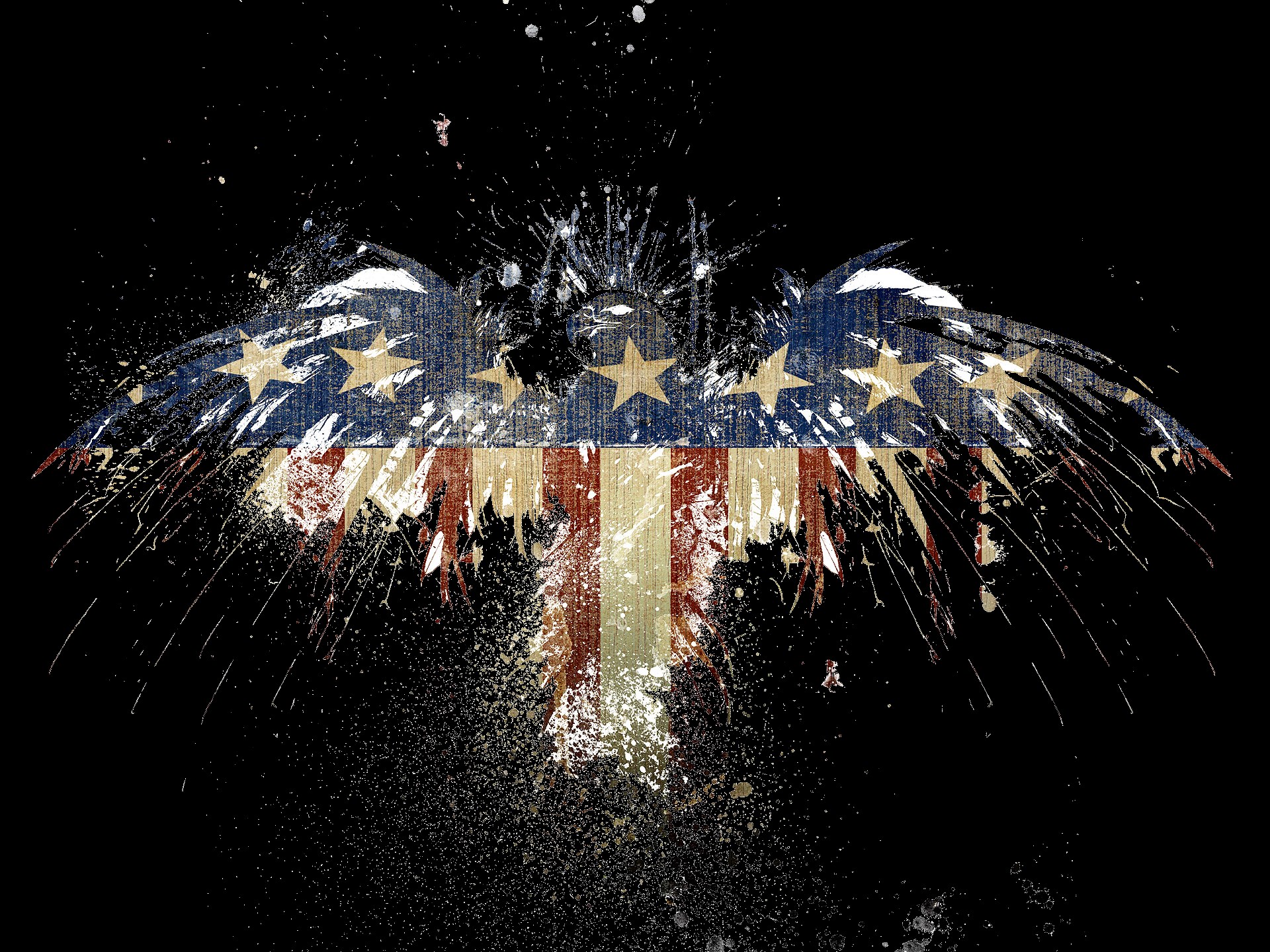 American flag eagle with paint splatters HD Wallpaper