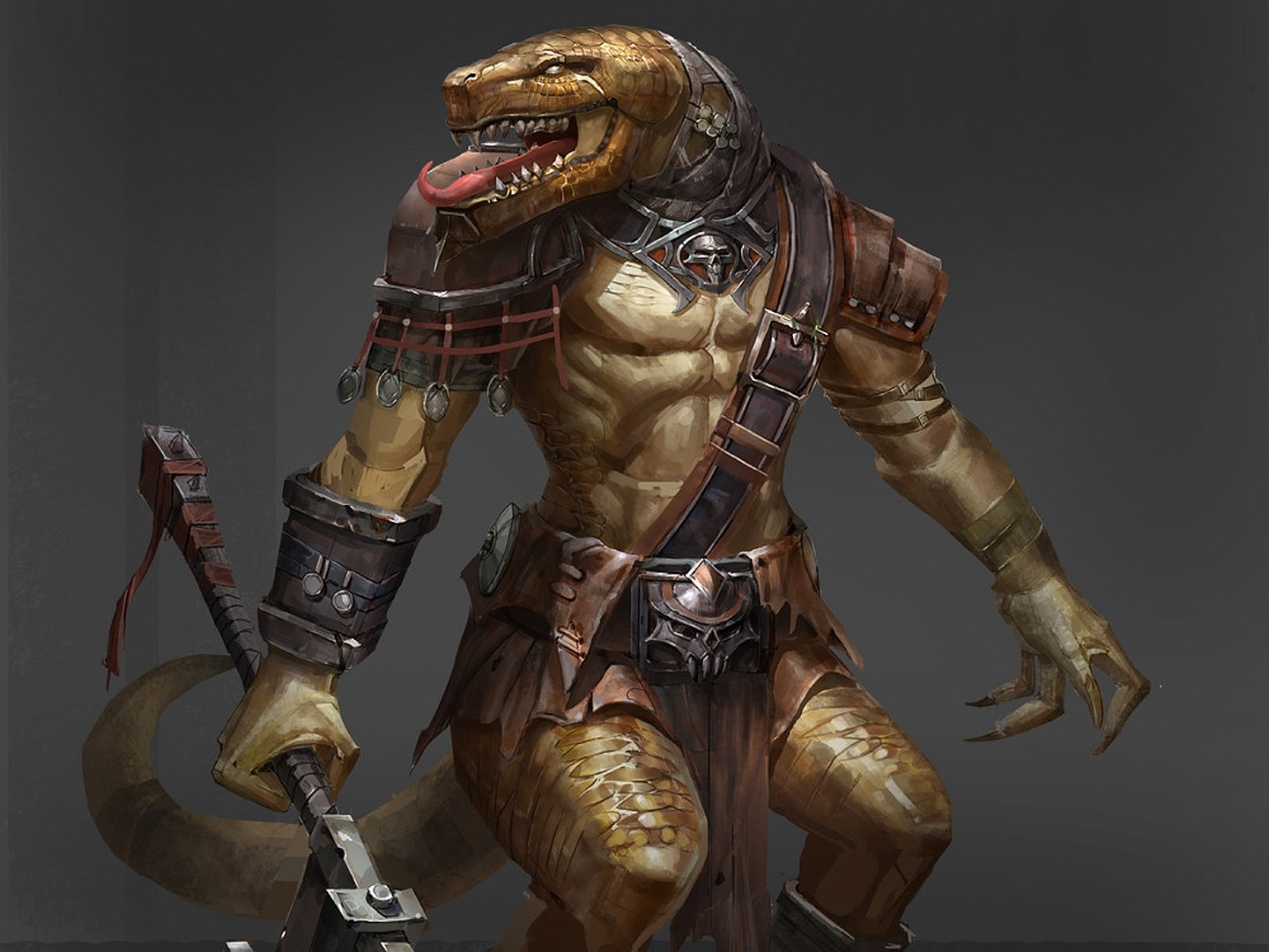 Lizard warrior with axe HD Wallpaper