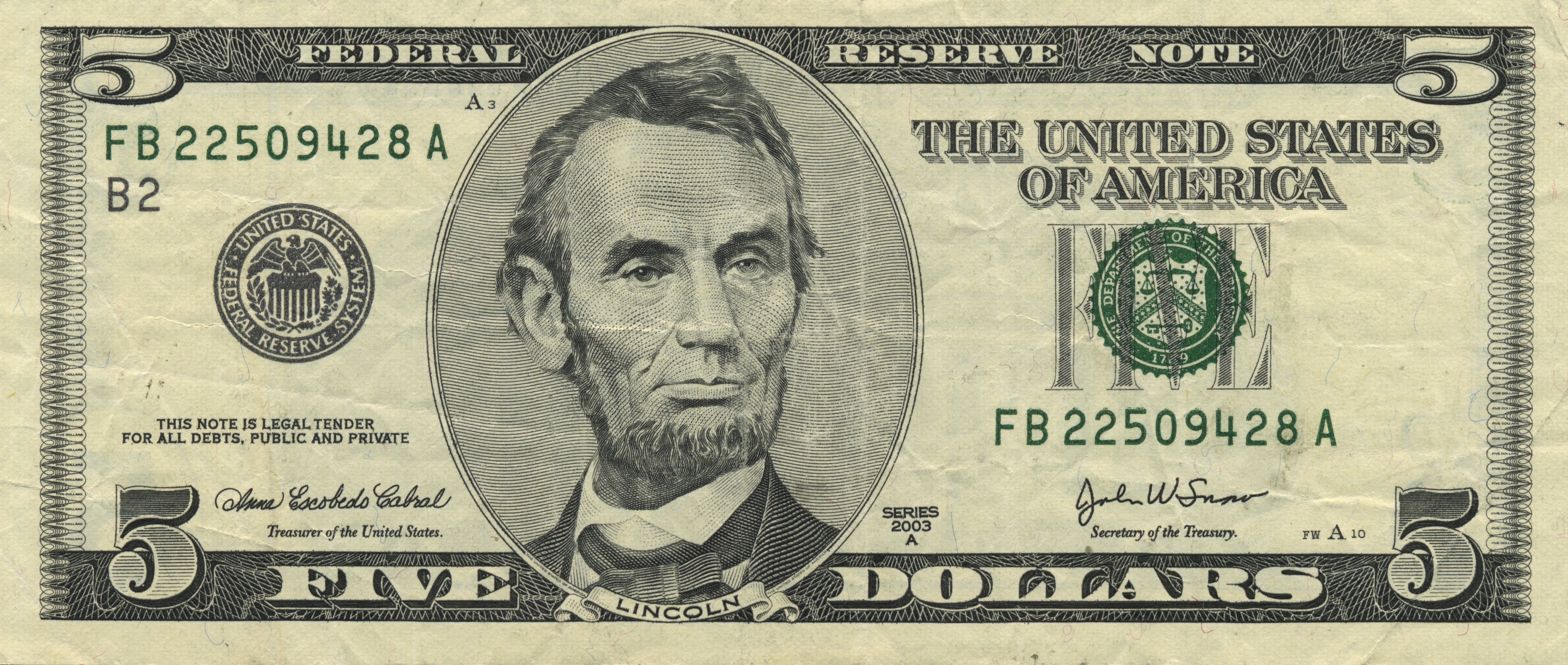 US Five Dollar Bill with Abraham Lincoln HD Wallpaper
